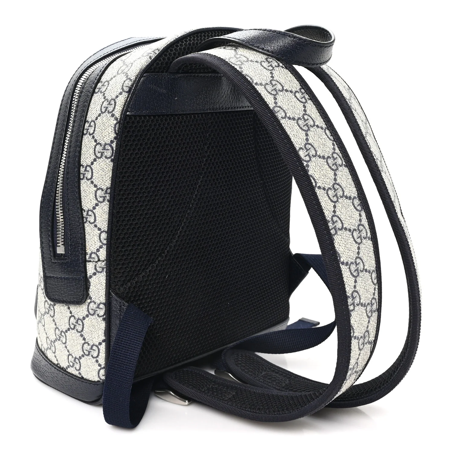 GG Supreme Monogram Textured Dollar Calfskin Web Small Ophidia Day Backpack Beige Blue Black - Image 3