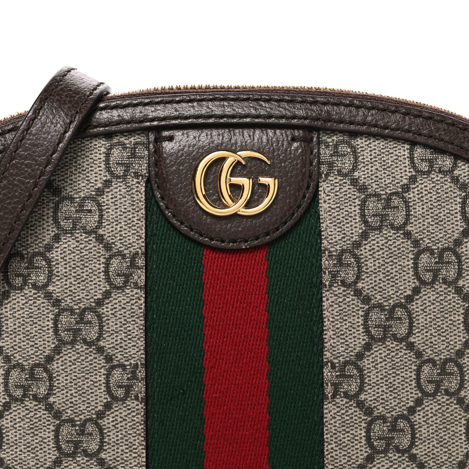 GG Supreme Monogram Textured Dollar Calfskin Web Small Ophidia Dome Shoulder Bag Beige Ebony New Acero - Image 7