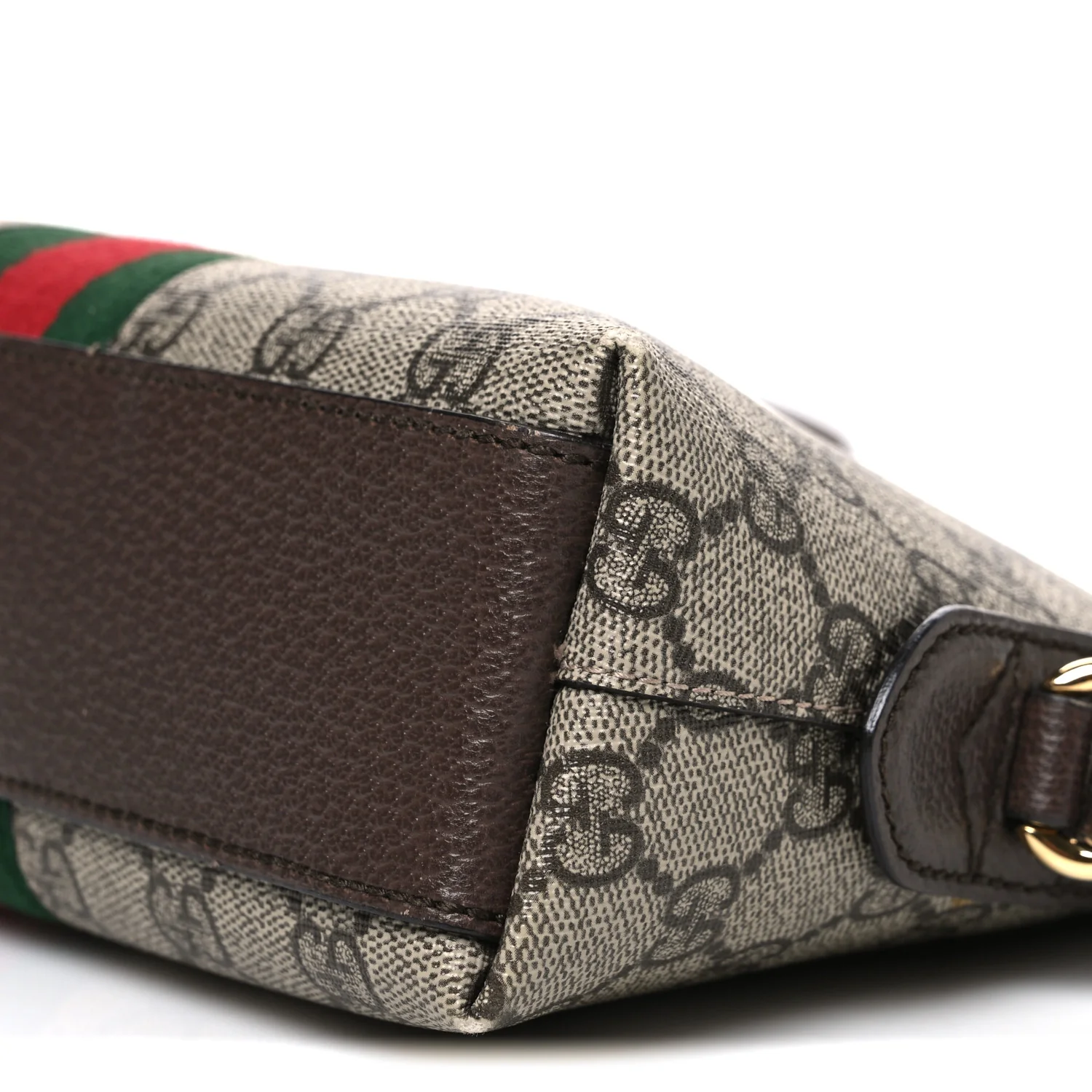GG Supreme Monogram Textured Dollar Calfskin Web Small Ophidia Dome Shoulder Bag Beige Ebony New Acero - Image 9
