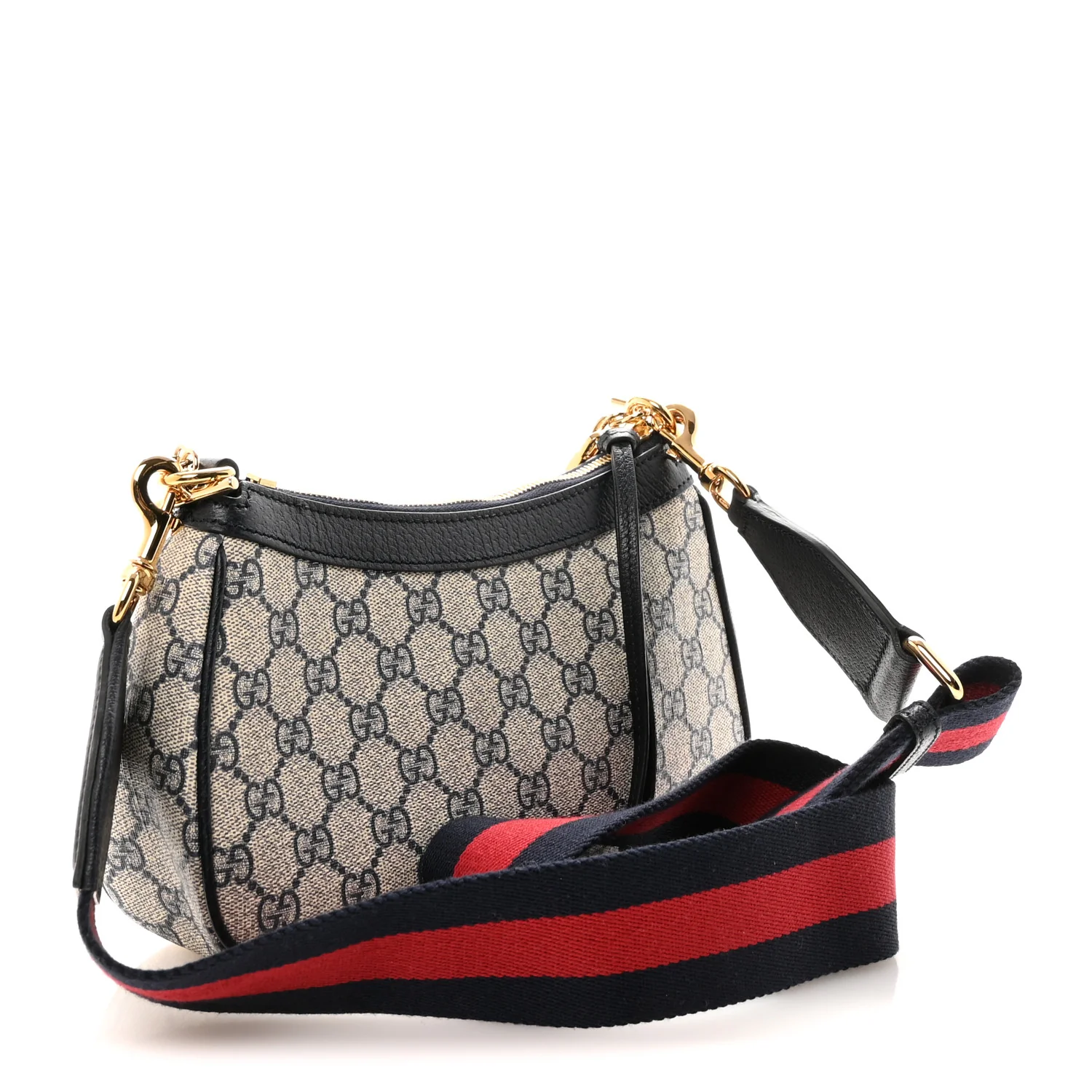 GG Supreme Monogram Textured Dollar Calfskin Web Small Ophidia GG Handbag Beige Blue - Image 3