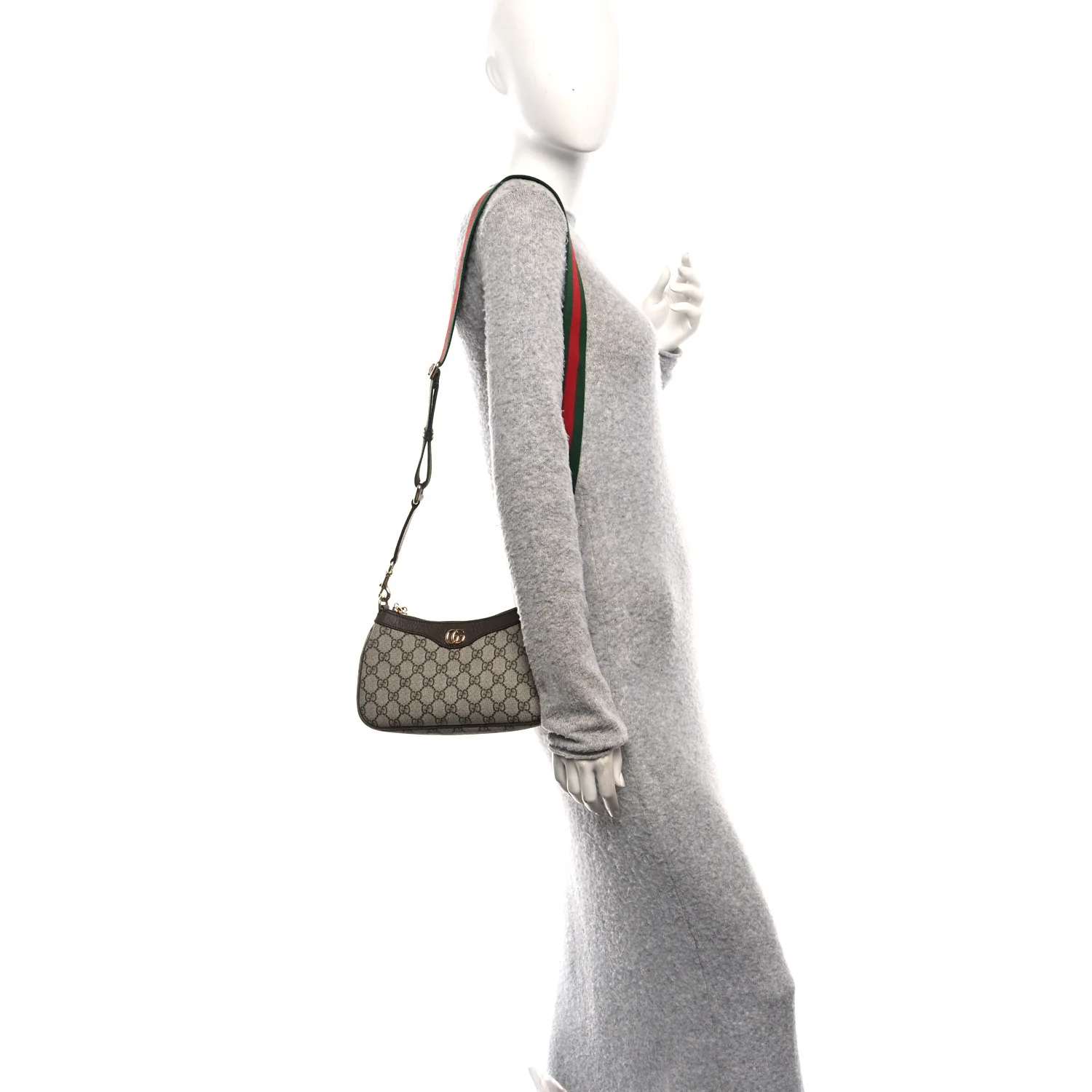 GG Supreme Monogram Textured Dollar Calfskin Web Small Ophidia GG Handbag Beige Ebony New Acero - Image 2