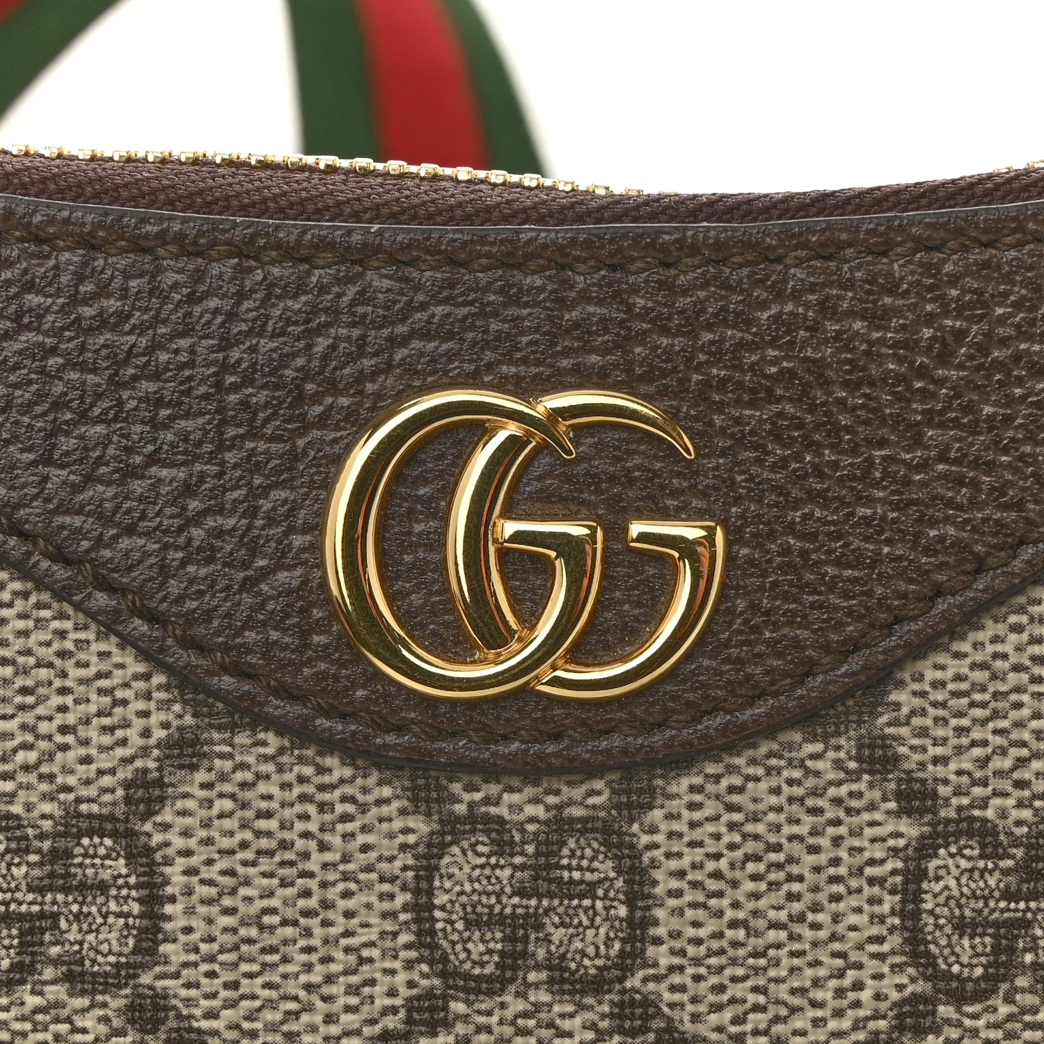GG Supreme Monogram Textured Dollar Calfskin Web Small Ophidia GG Handbag Beige Ebony New Acero - Image 11