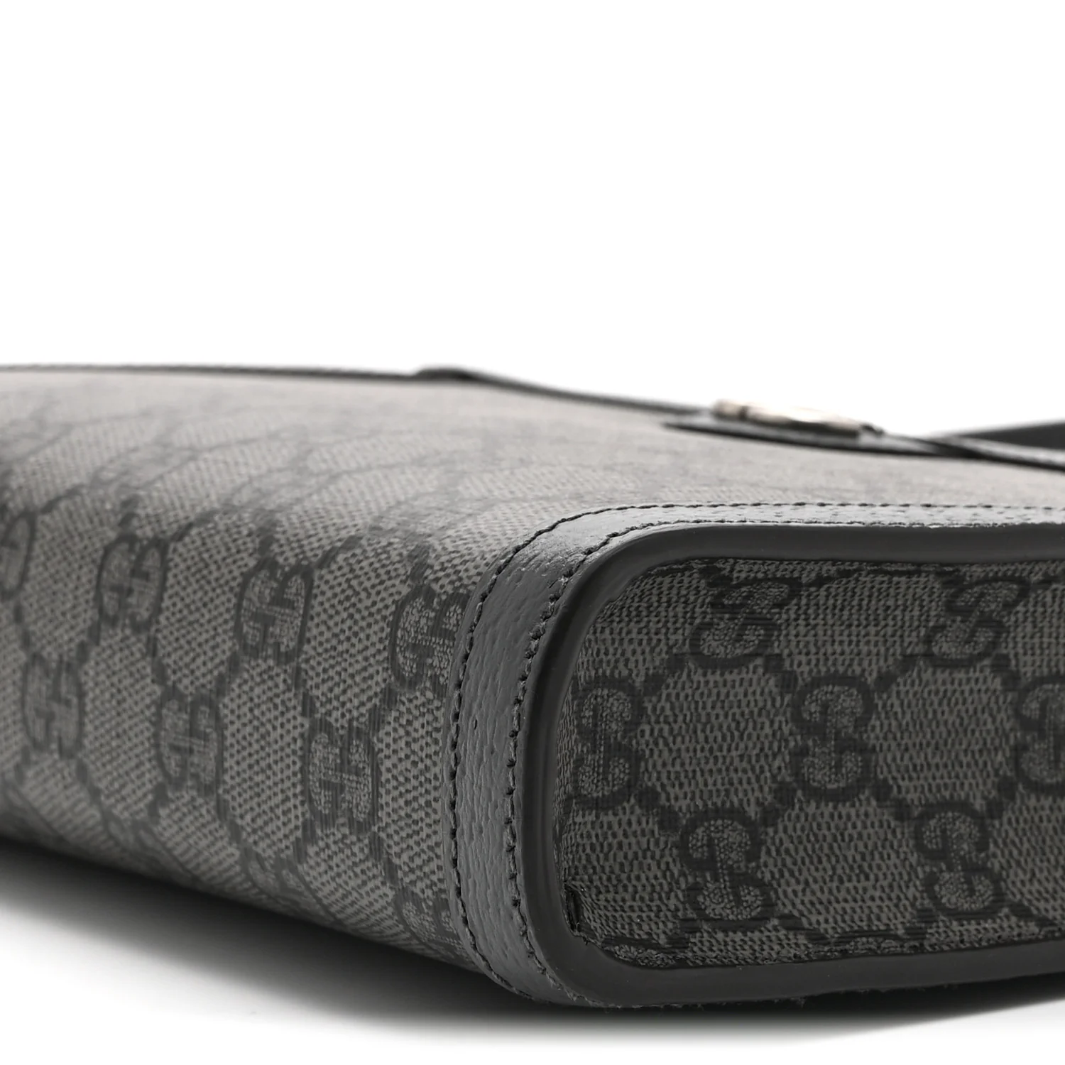 GG Supreme Monogram Textured Dollar Calfskin Web Small Ophidia Shoulder Bag Grey Black Graphite Grey - Image 10