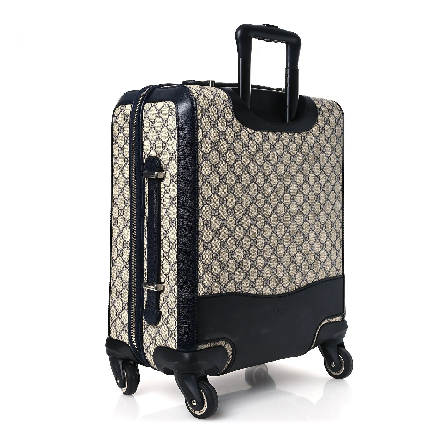 GG Supreme Monogram Textured Dollar Calfskin Web Small Savoy Cabin Trolley Beige Blue - Image 2