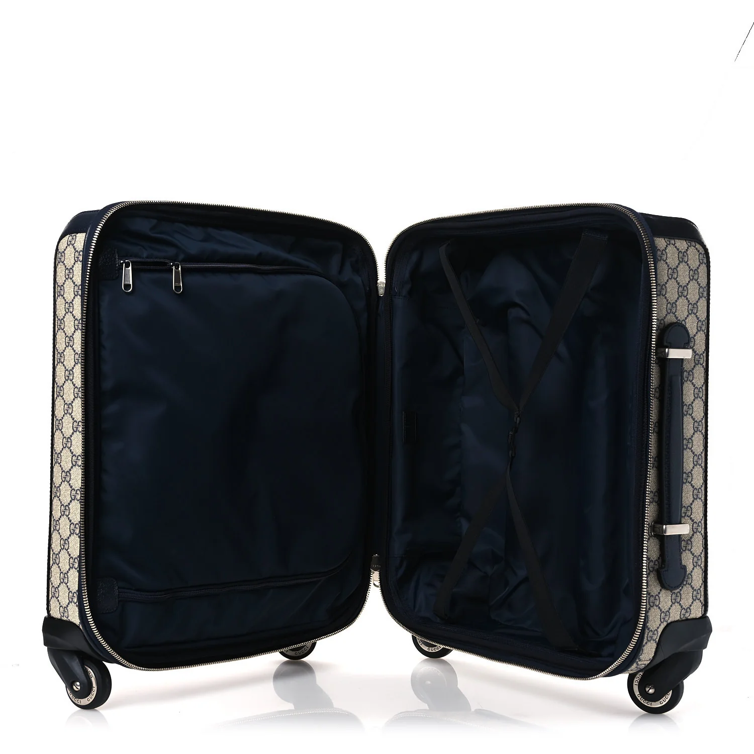 GG Supreme Monogram Textured Dollar Calfskin Web Small Savoy Cabin Trolley Beige Blue - Image 4