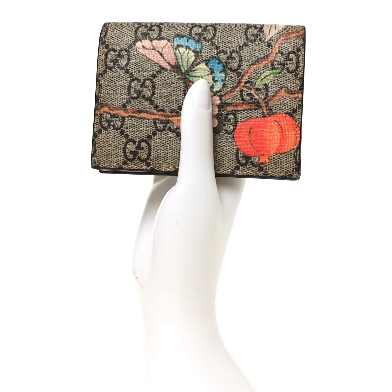 GG Supreme Monogram Tian Card Case Beige Multicolor Red - Image 2