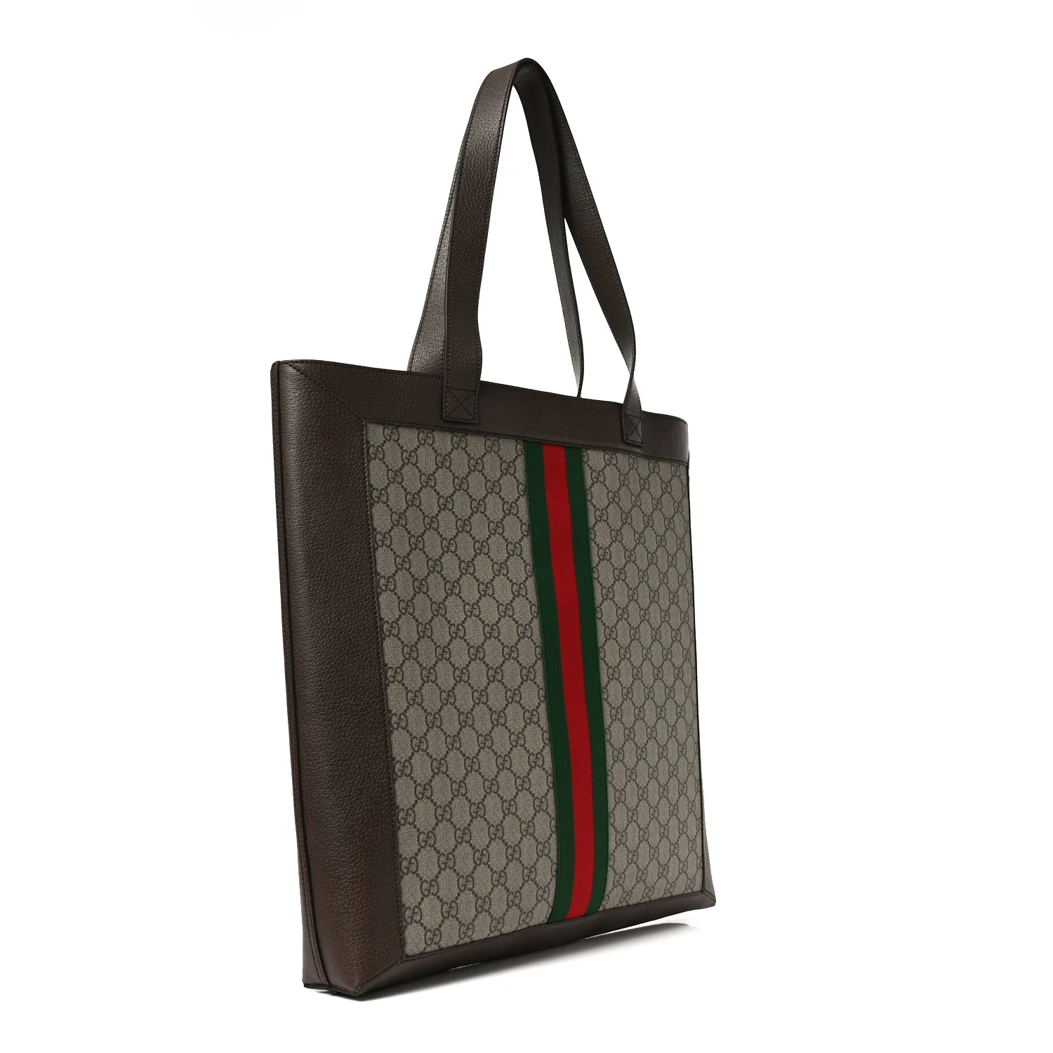 GG Supreme Monogram Web Large Ophidia Vertical Shopping Tote Brown - Image 4