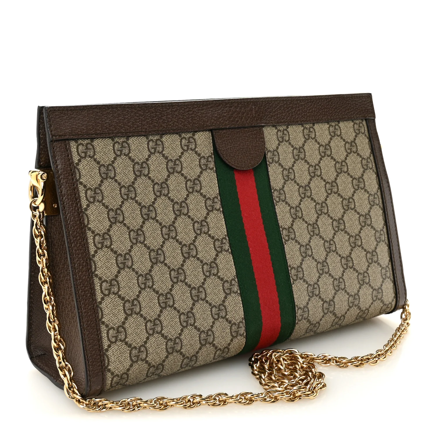 GG Supreme Monogram Web Medium Ophidia Chain Shoulder Bag Brown - Image 3