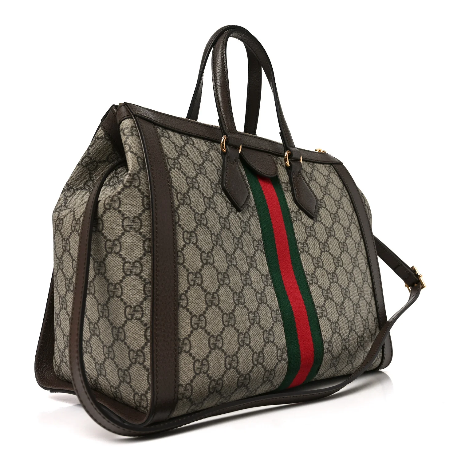 GG Supreme Monogram Web Medium Ophidia Tote Bag Brown - Image 3