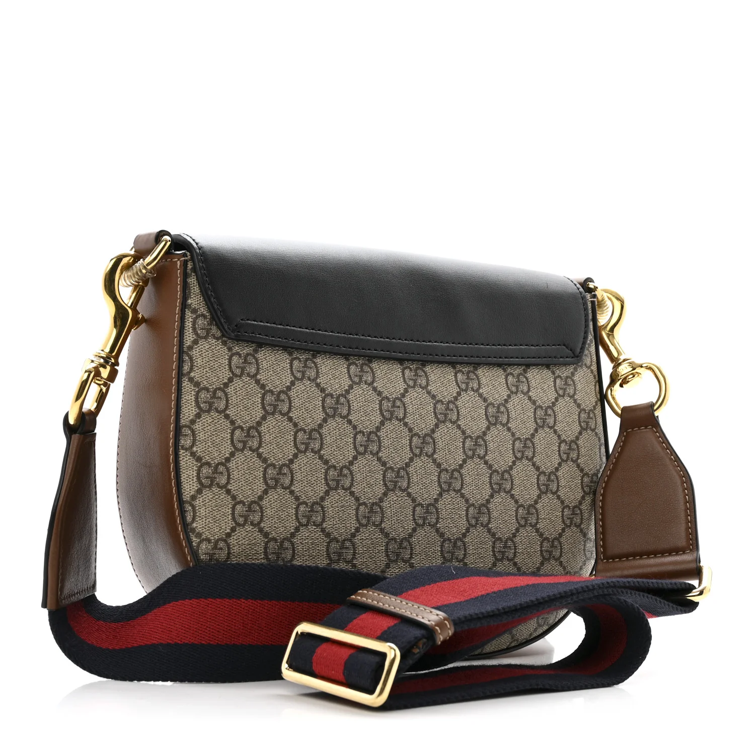 GG Supreme Monogram Web Medium Padlock Messenger Shoulder Bag Black - Image 3