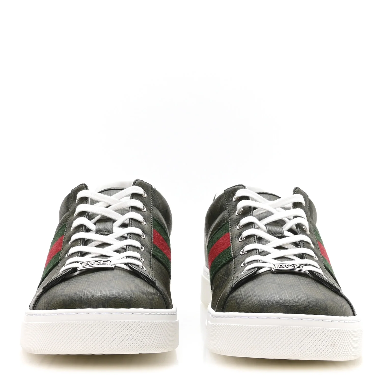 GG Supreme Monogram Web Mens New Ace Sneakers 11 Green - Image 3