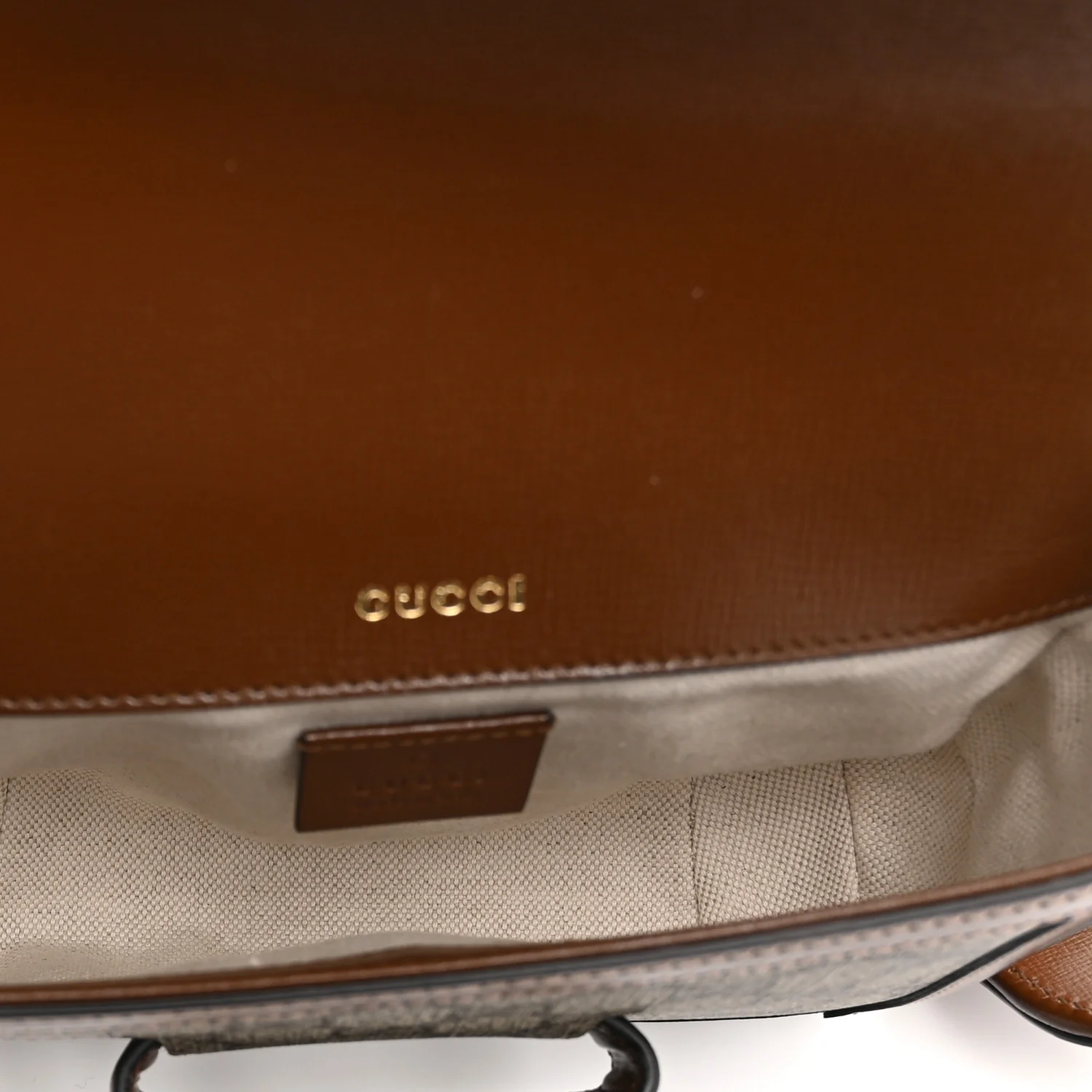 GG Supreme Monogram Web Mini Horsebit 1955 Shoulder Bag Beige Brown Sugar - Image 5