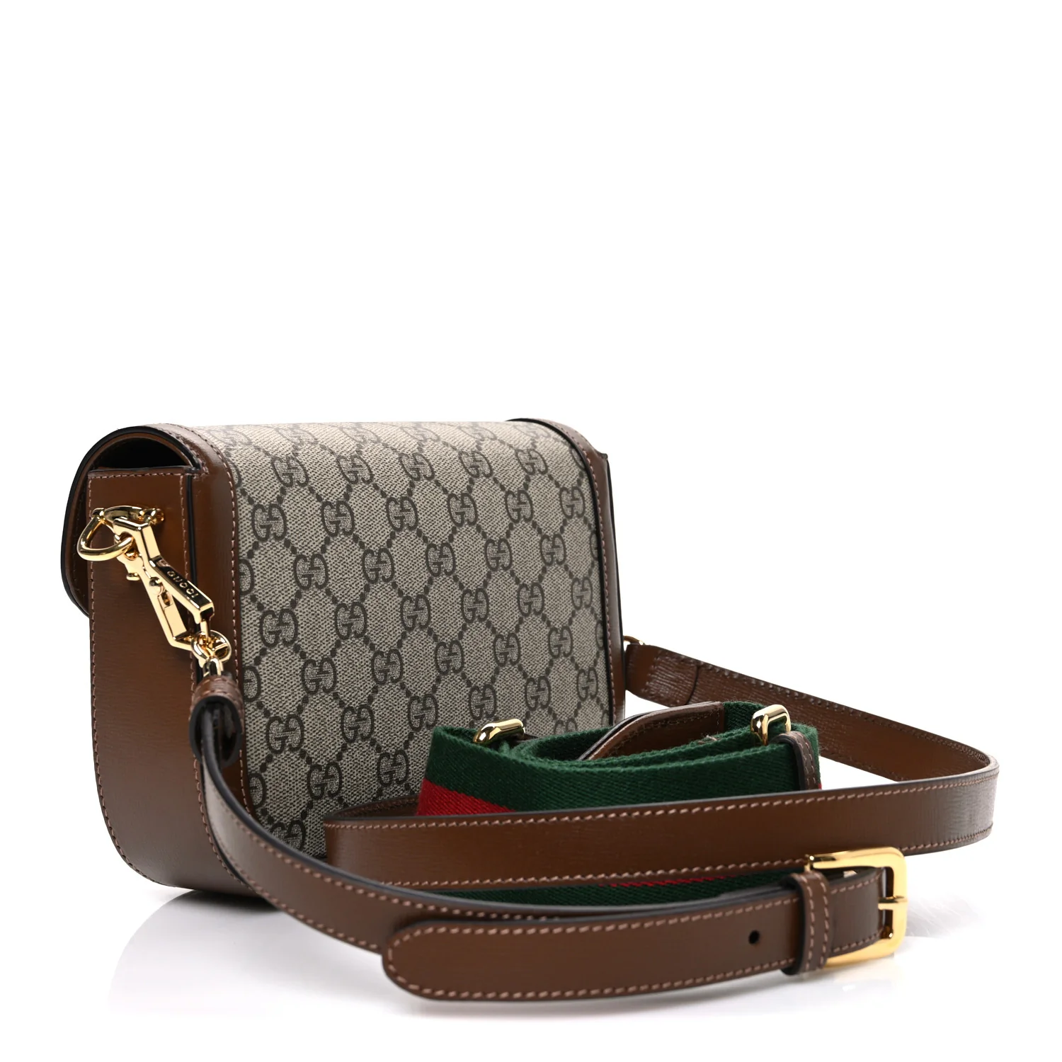 GG Supreme Monogram Web Mini Horsebit 1955 Shoulder Bag Beige Brown Sugar - Image 3