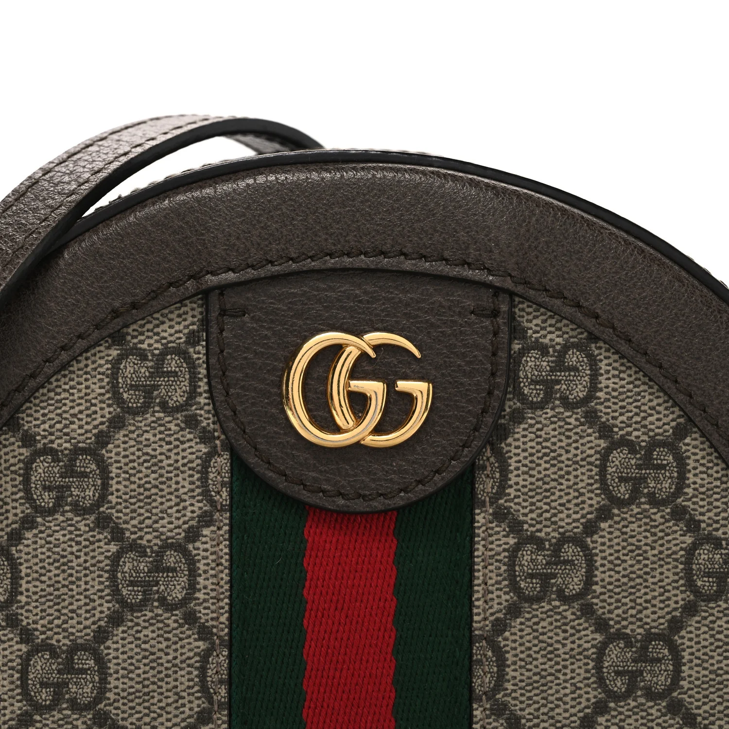 GG Supreme Monogram Web Mini Ophidia Round Shoulder Bag Brown - Image 8