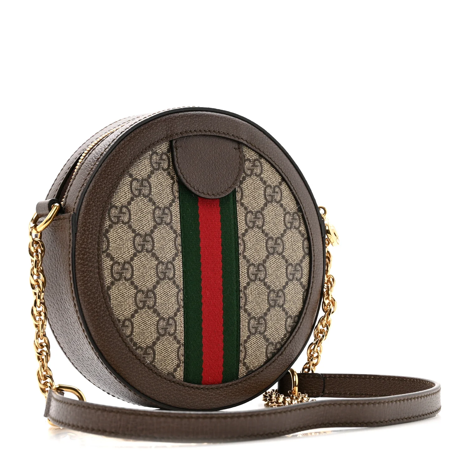 GG Supreme Monogram Web Mini Ophidia Round Shoulder Bag Brown - Image 3