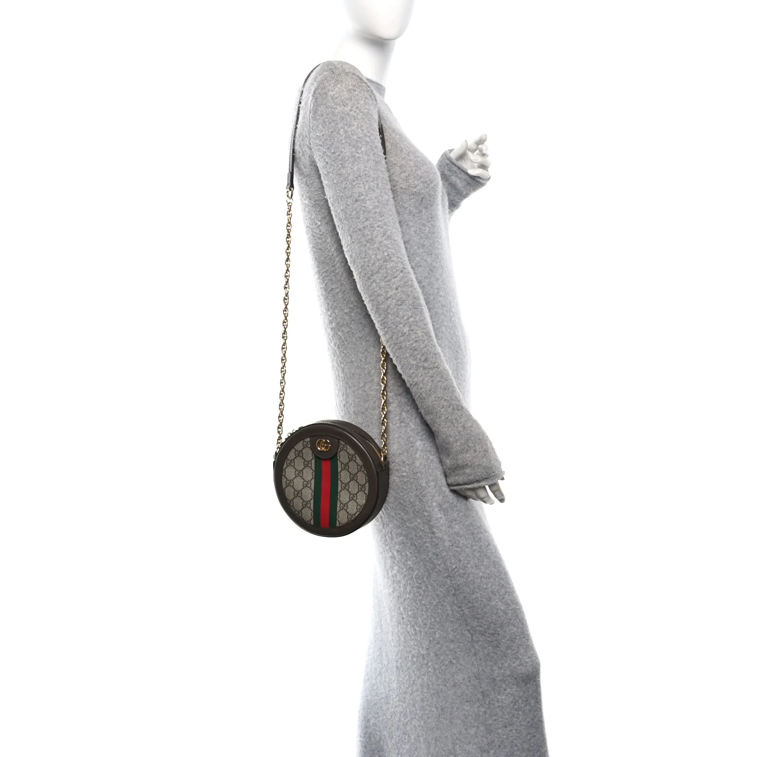 GG Supreme Monogram Web Mini Ophidia Round Shoulder Bag Brown - Image 2