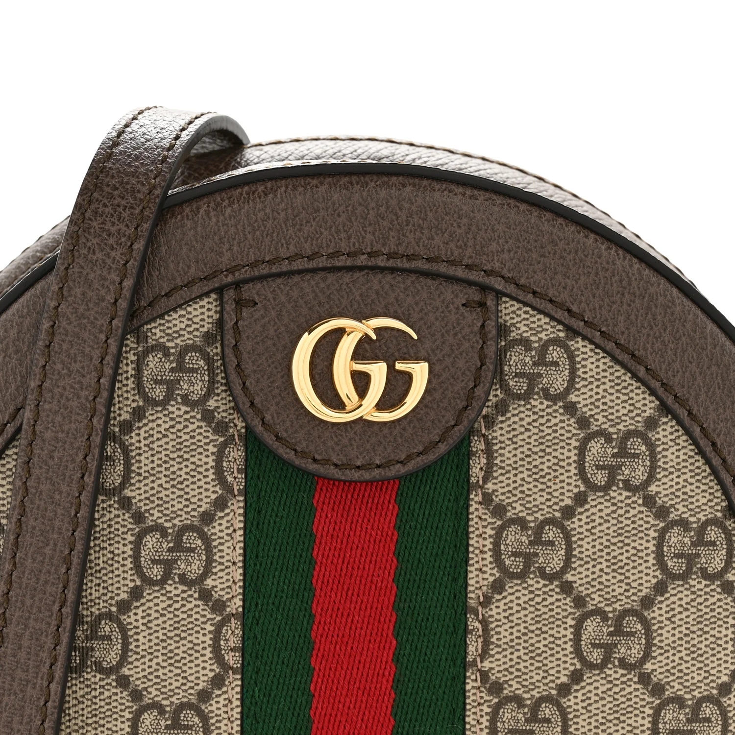 GG Supreme Monogram Web Mini Ophidia Round Shoulder Bag Brown - Image 8