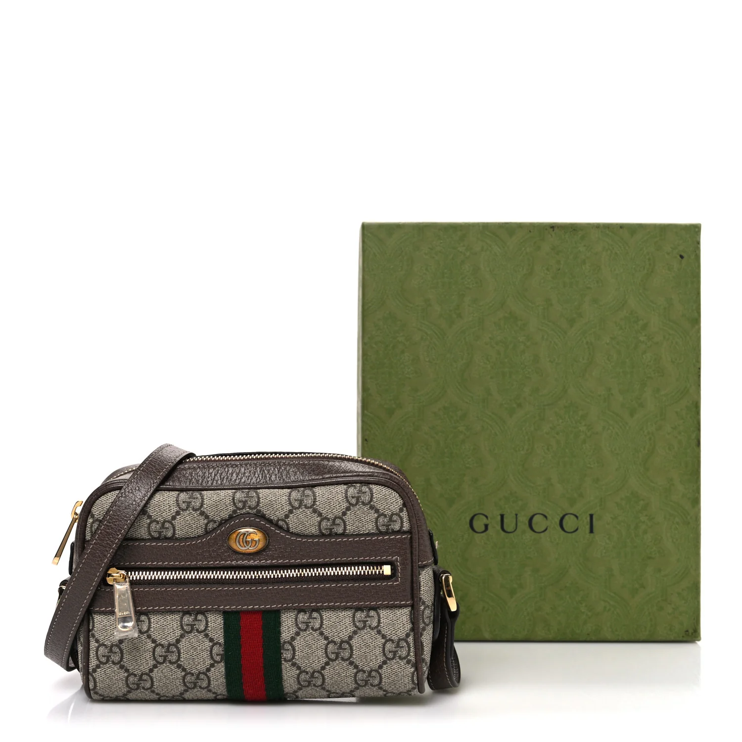 GG Supreme Monogram Web Mini Ophidia Shoulder Bag Brown - Image 10