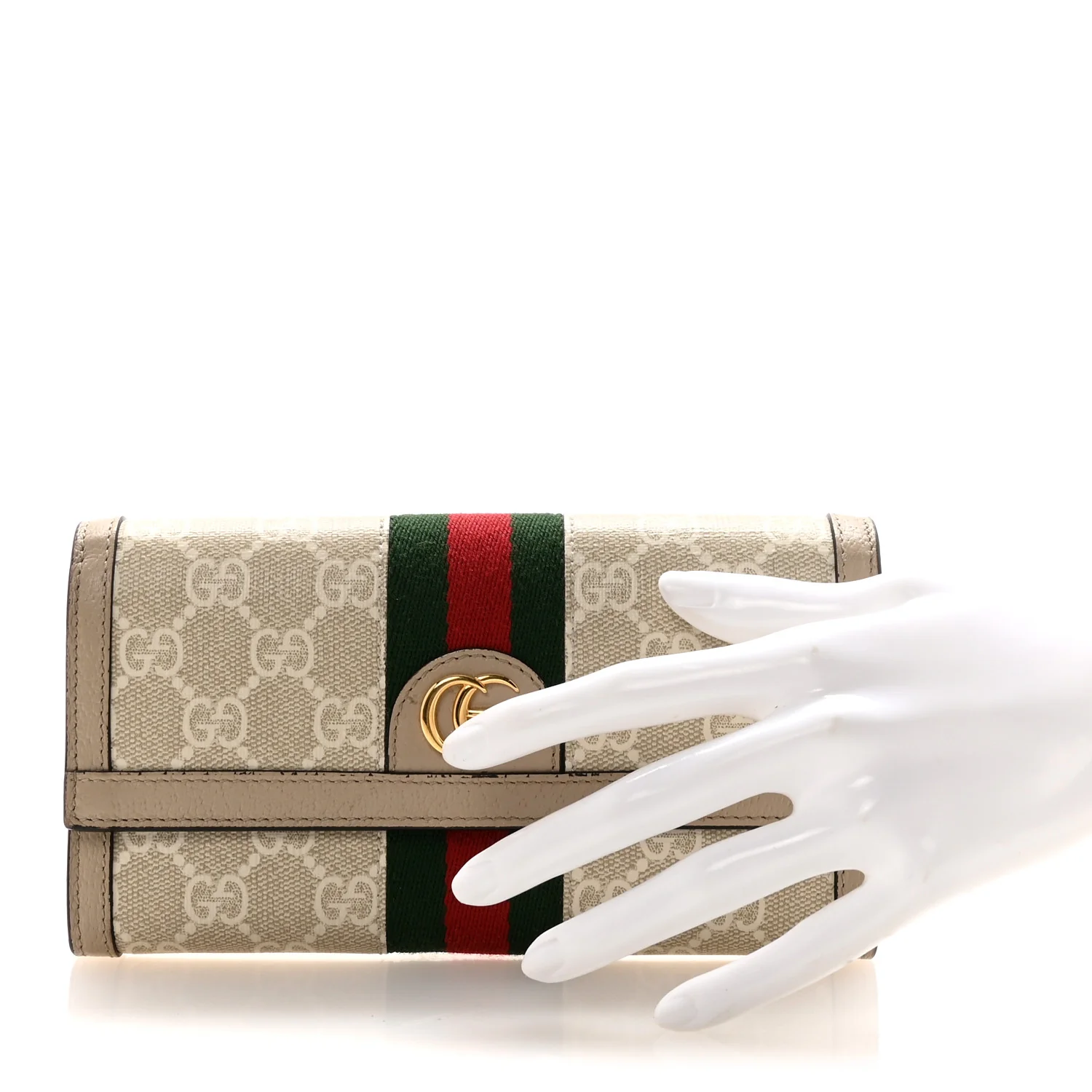 GG Supreme Monogram Web Ophidia Continental Wallet Beige Mystic White Oatmeal - Image 2