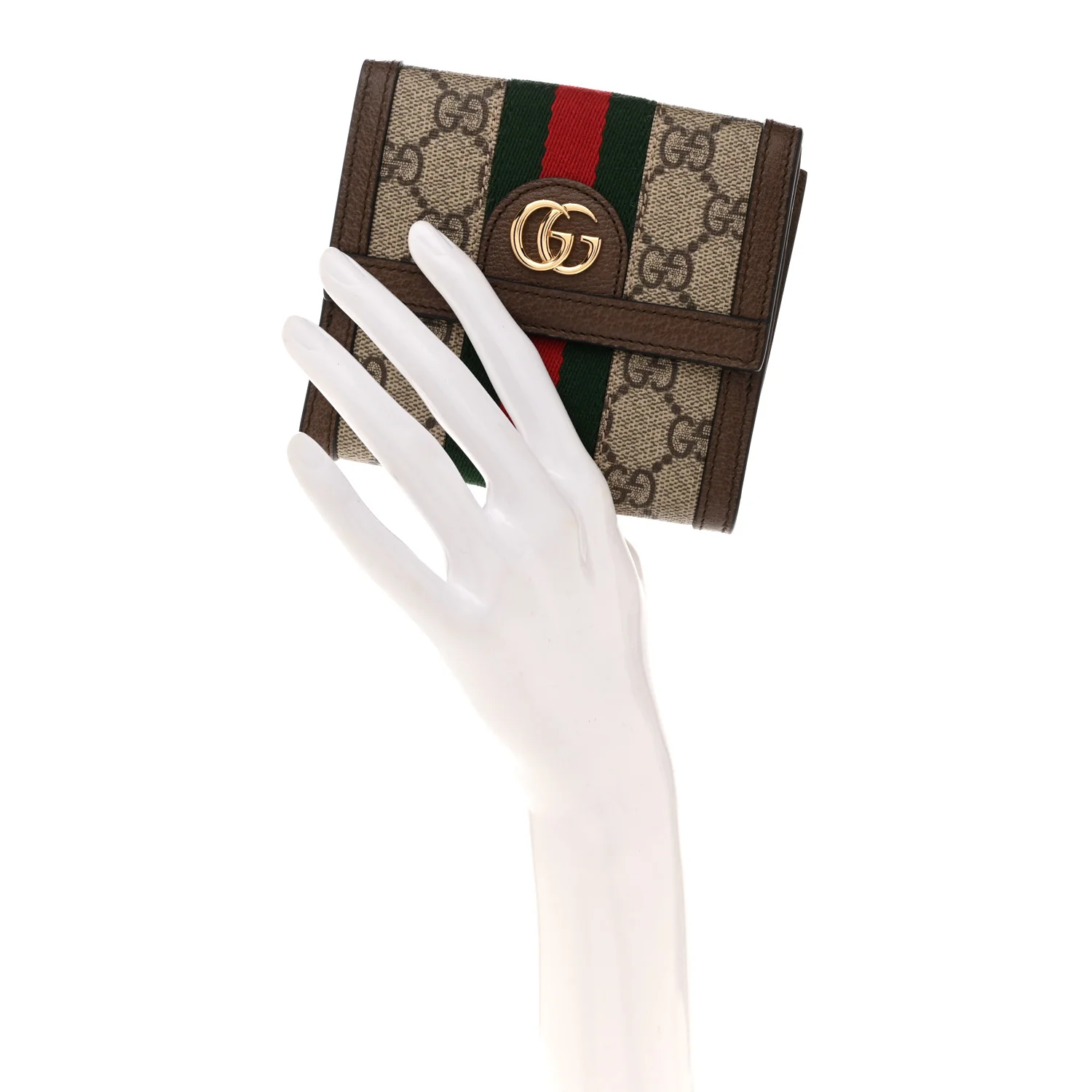 GG Supreme Monogram Web Ophidia French Flap Wallet Beige New Acero - Image 2