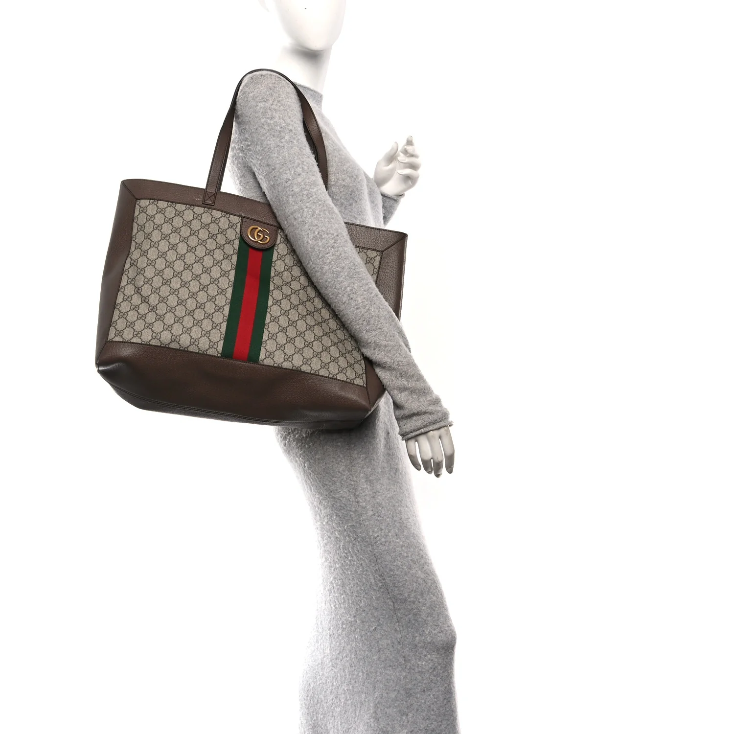 GG Supreme Monogram Web Ophidia Tote Brown - Image 2