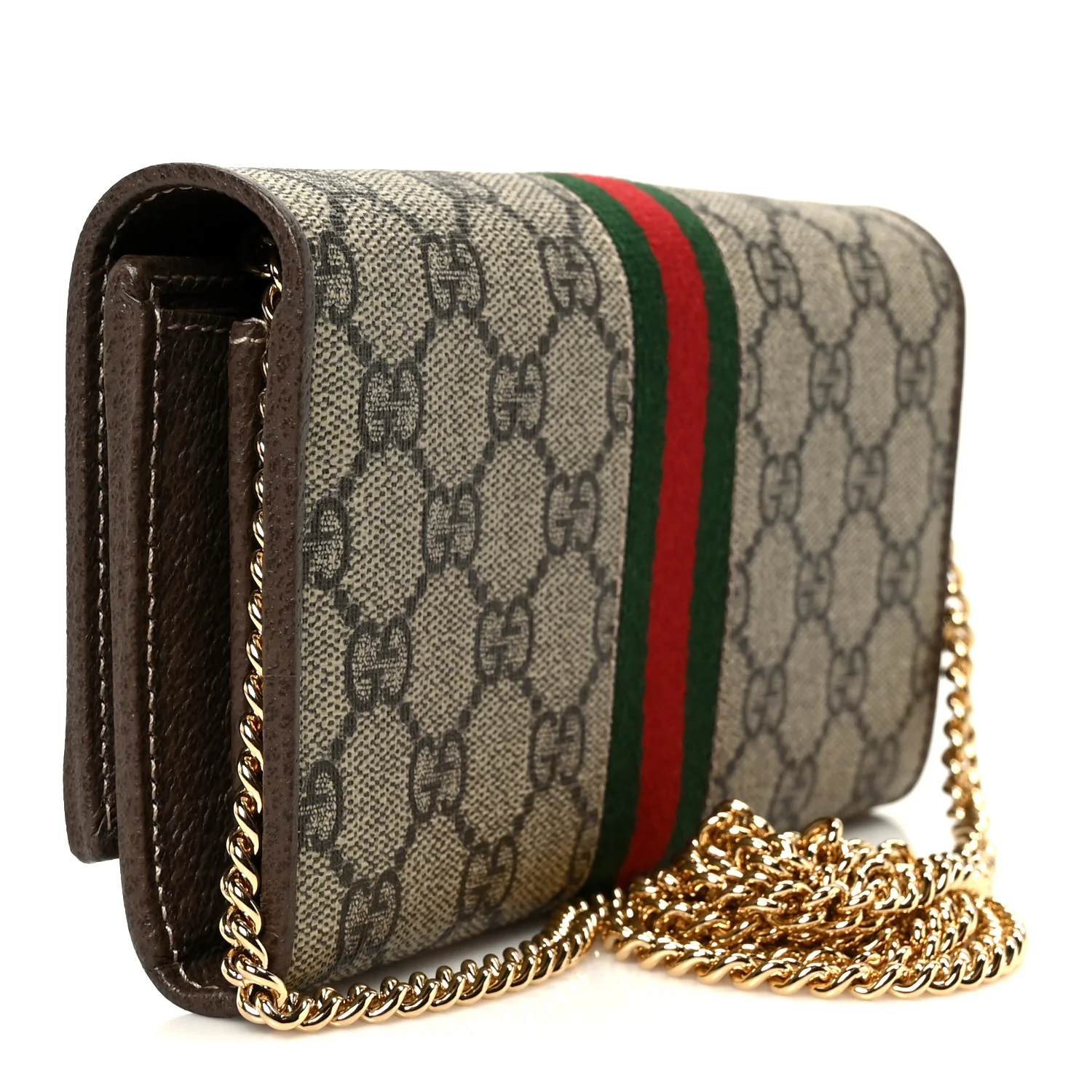 GG Supreme Monogram Web Ophidia Wallet On Chain Brown - Image 2