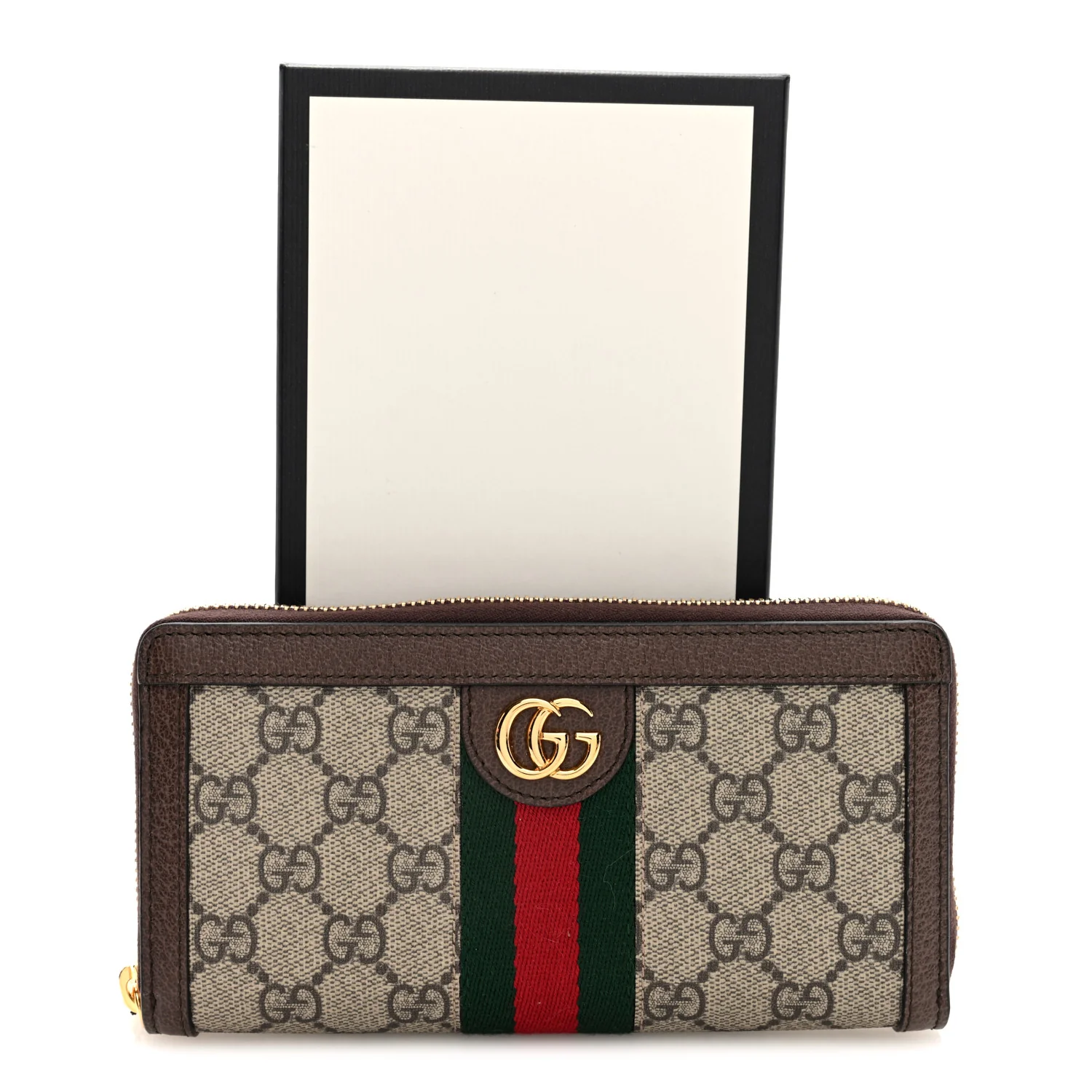 GG Supreme Monogram Web Ophidia Zip Around Wallet Brown - Image 7