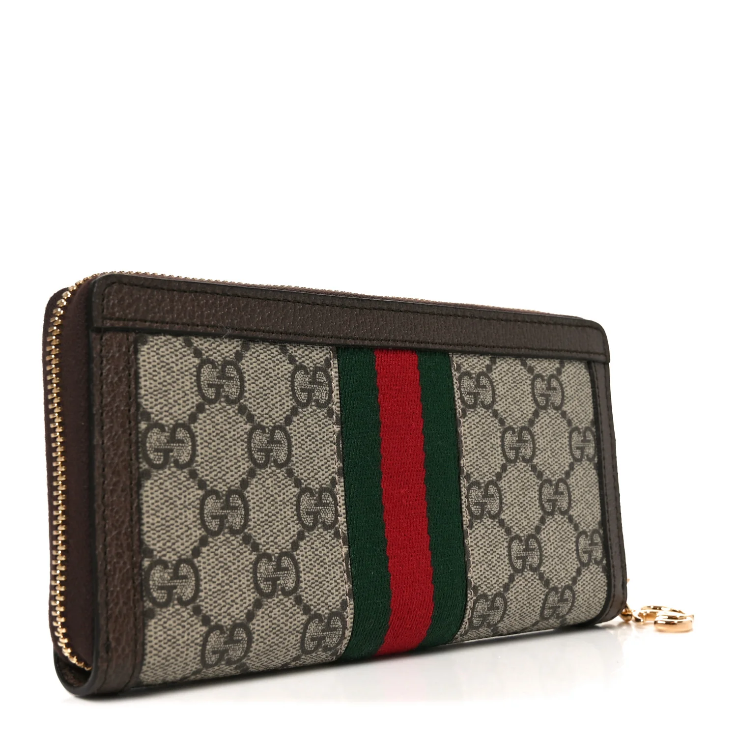 GG Supreme Monogram Web Ophidia Zip Around Wallet Brown - Image 3