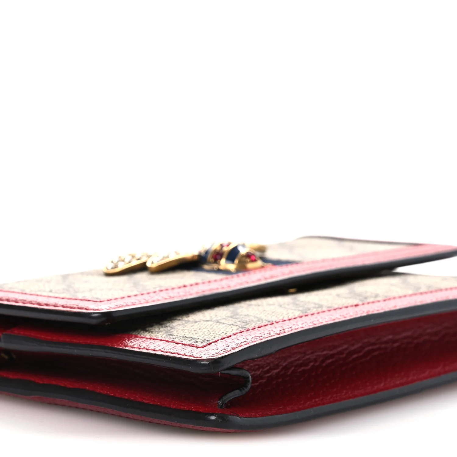GG Supreme Monogram Web Queen Margaret Chain Wallet Red - Image 8