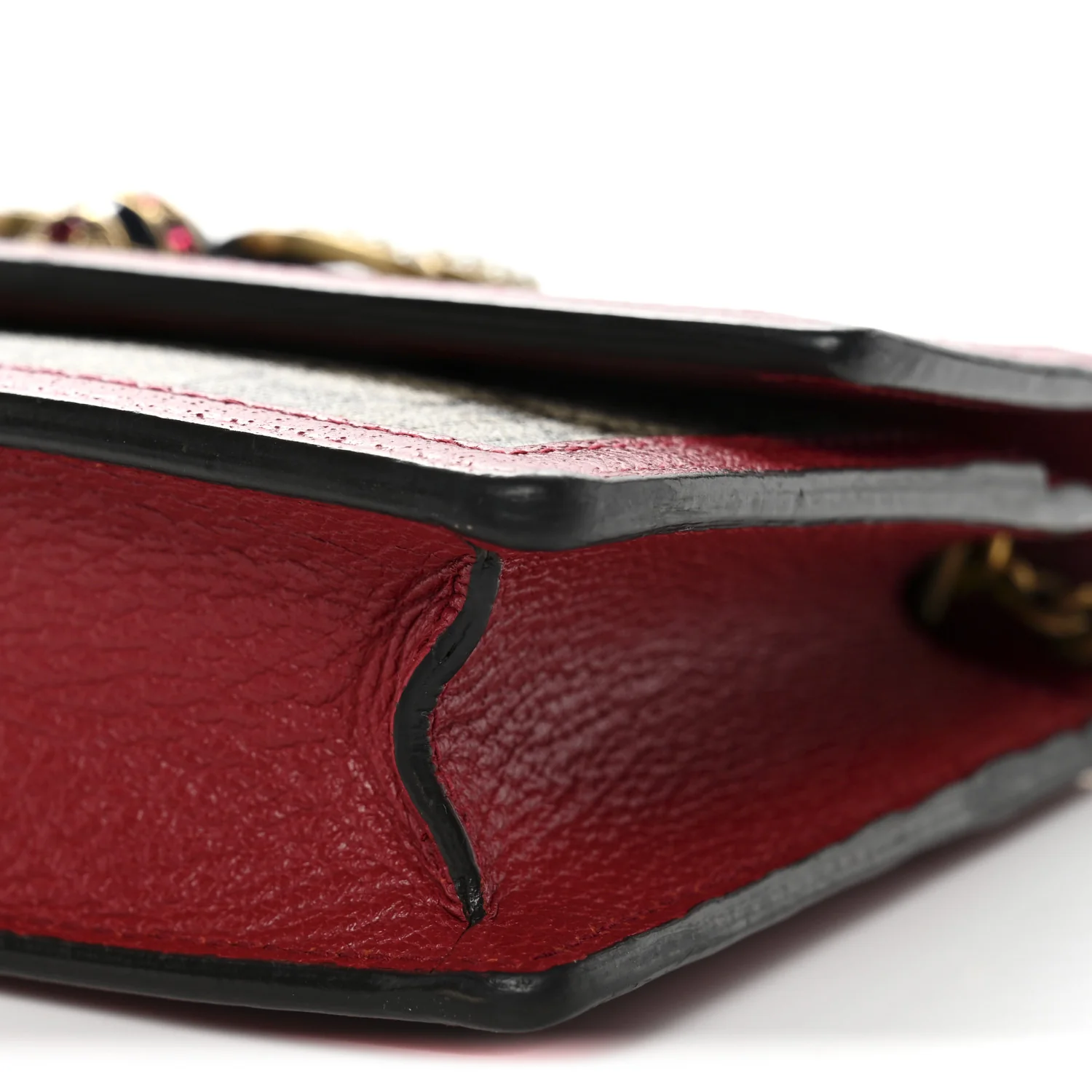 GG Supreme Monogram Web Queen Margaret Chain Wallet Red - Image 9