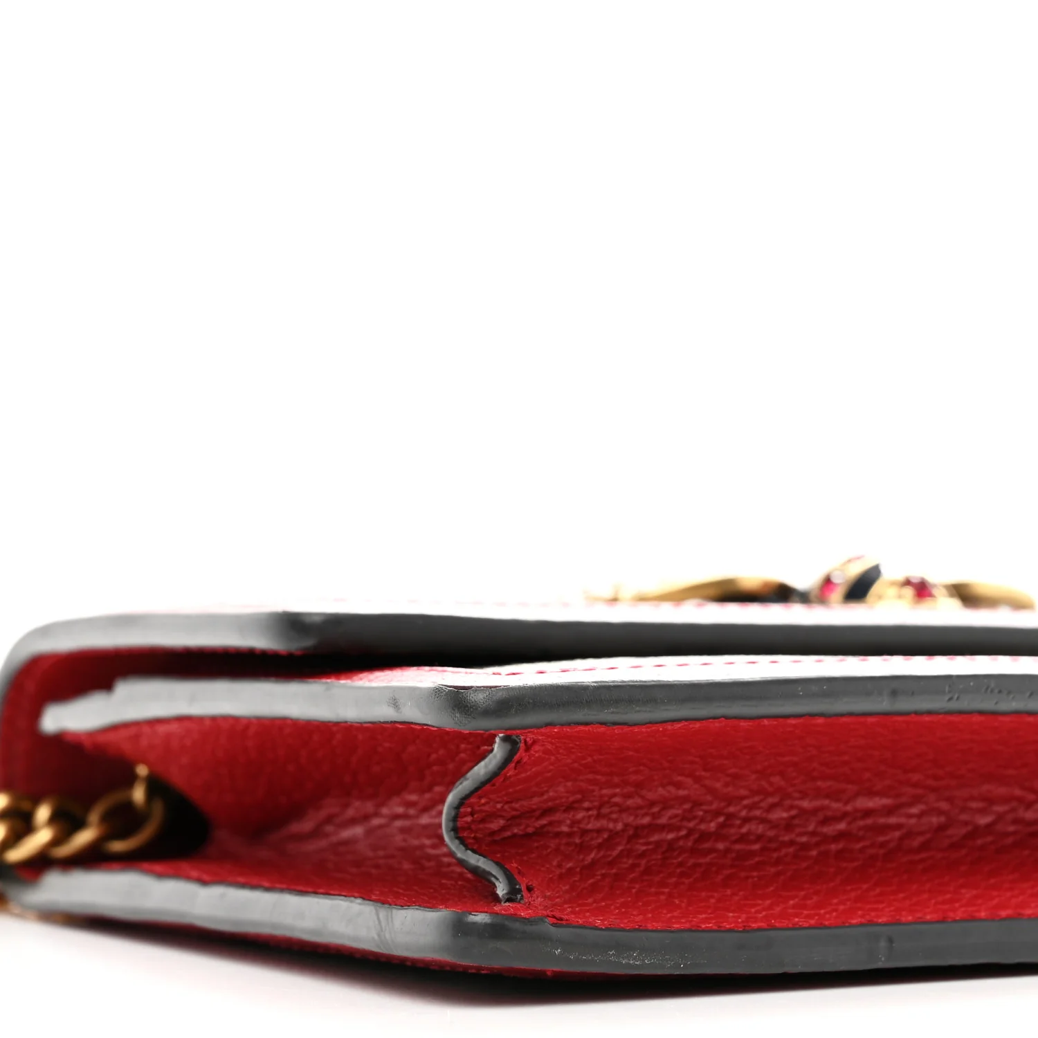 GG Supreme Monogram Web Queen Margaret Chain Wallet Red - Image 8