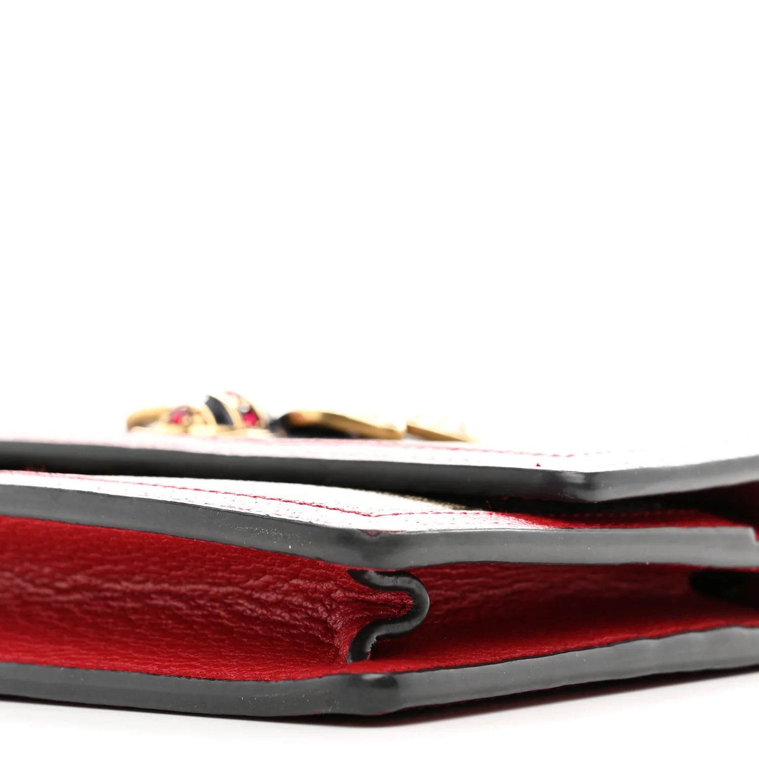 GG Supreme Monogram Web Queen Margaret Chain Wallet Red - Image 9
