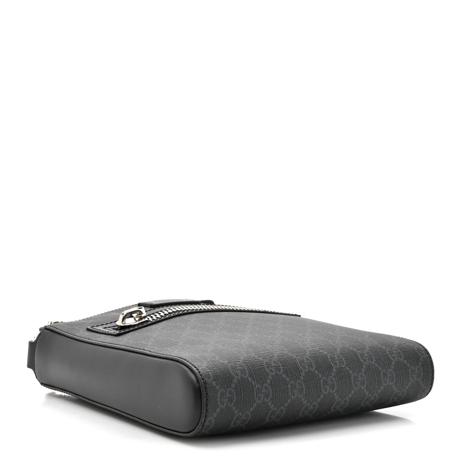 GG Supreme Monogram Web Small Flat Messenger Bag Black Grey - Image 4