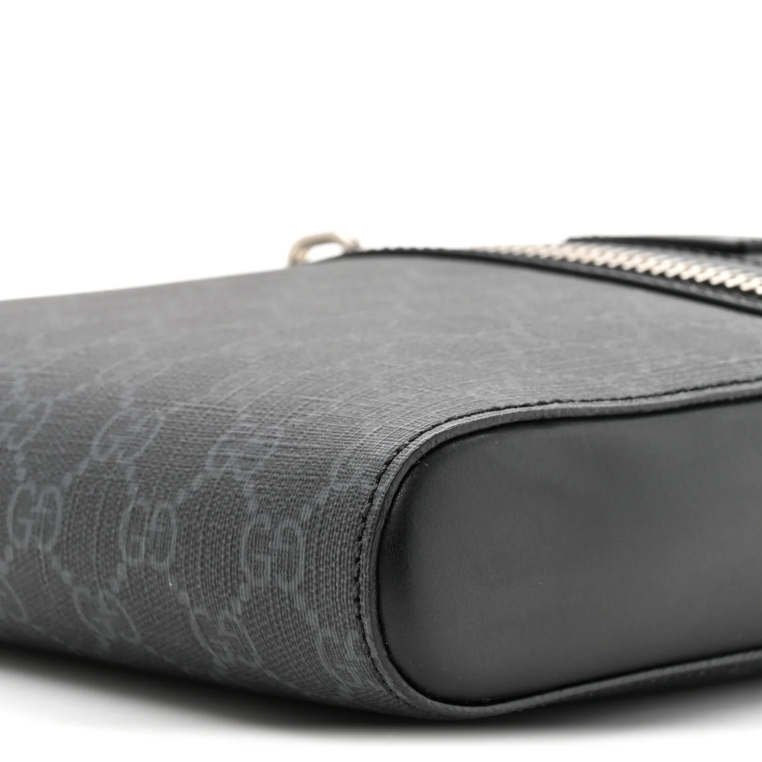 GG Supreme Monogram Web Small Flat Messenger Bag Black Grey - Image 9
