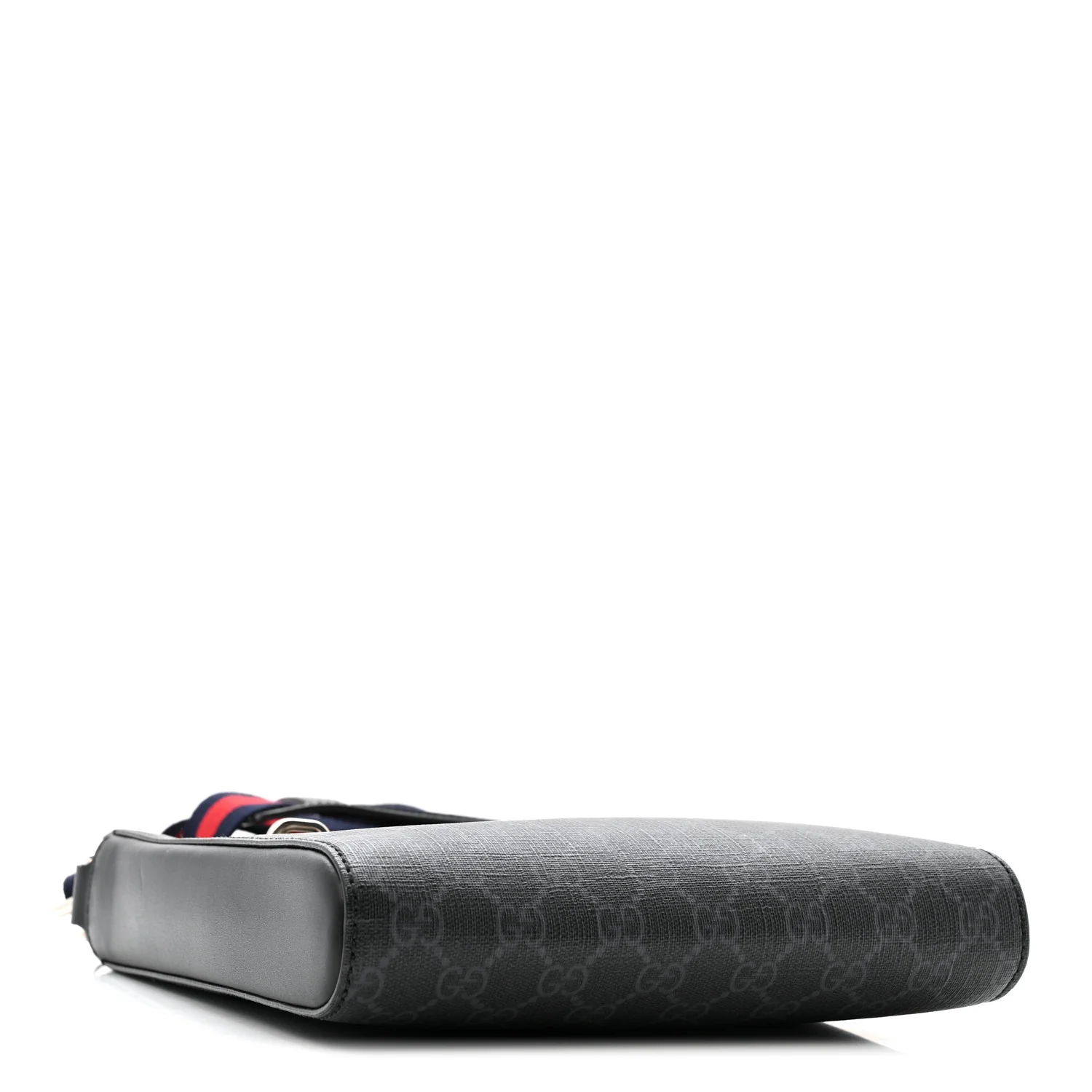 GG Supreme Monogram Web Small Flat Messenger Bag Black Grey - Image 4