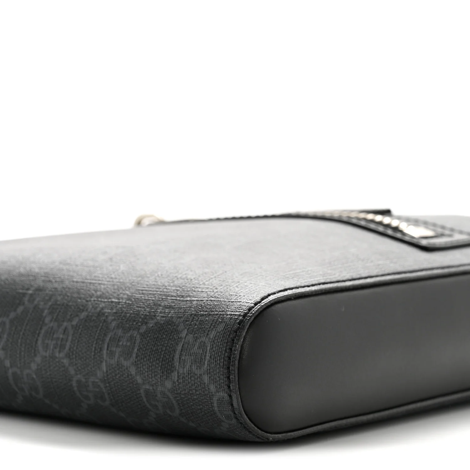 GG Supreme Monogram Web Small Flat Messenger Bag Black Grey - Image 10
