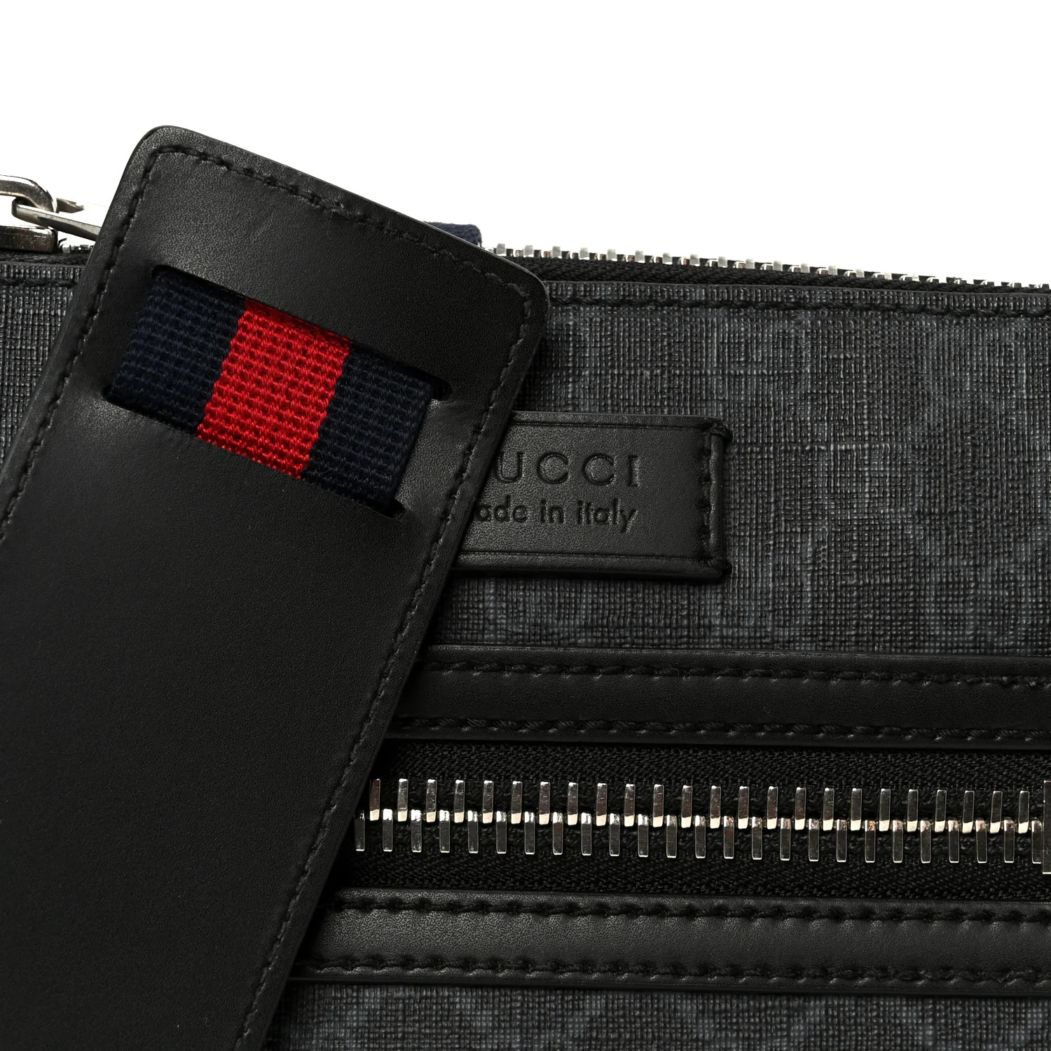 GG Supreme Monogram Web Small Flat Messenger Bag Black Grey - Image 8