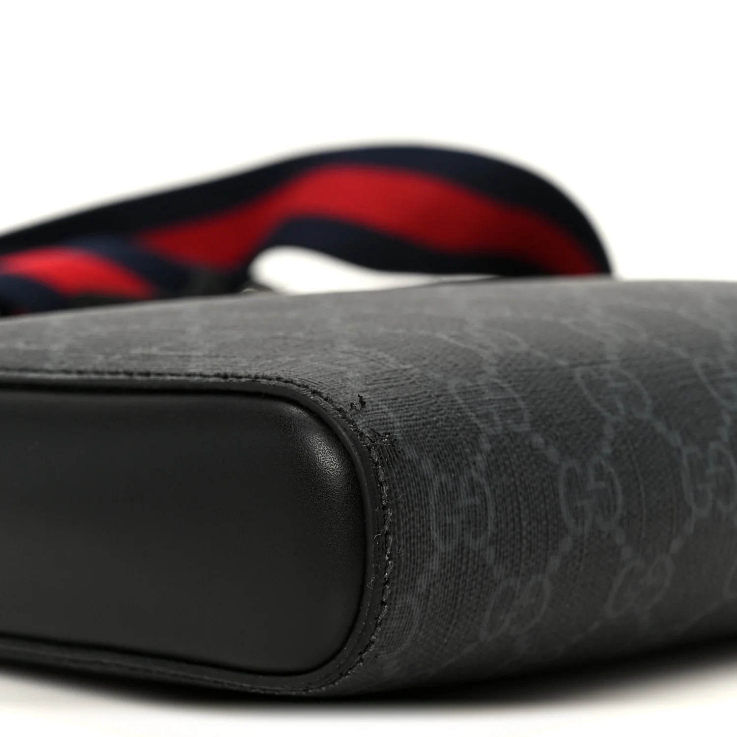 GG Supreme Monogram Web Small Flat Messenger Bag Black Grey - Image 9