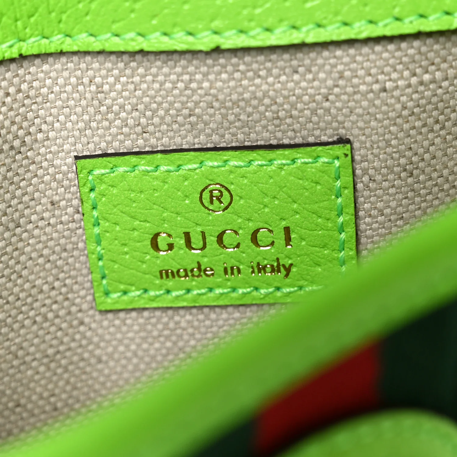 GG Supreme Monogram Web Small Ophidia Belt Bag Beige Ebony Electric Green - Image 6
