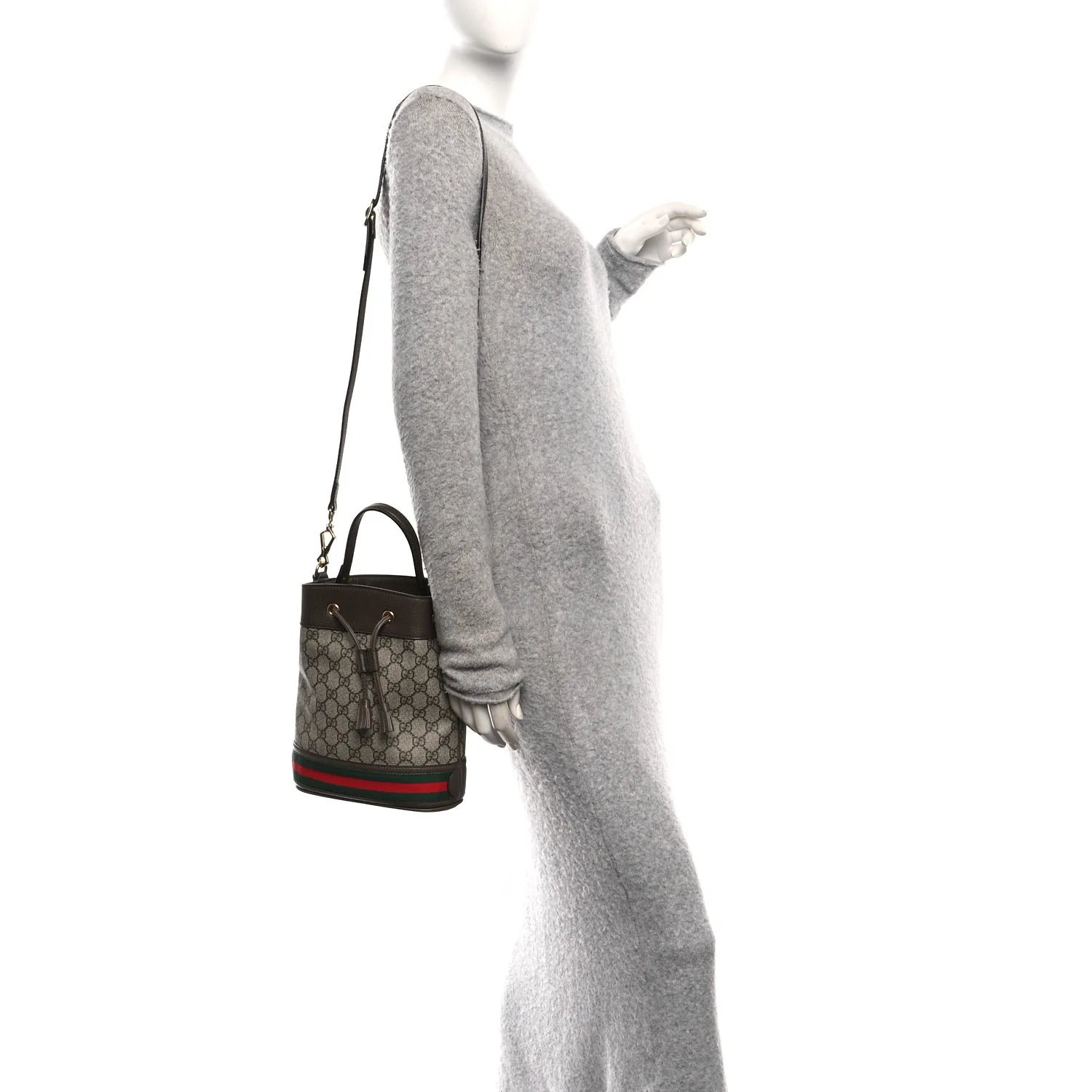 GG Supreme Monogram Web Small Ophidia Bucket Bag Brown - Image 2