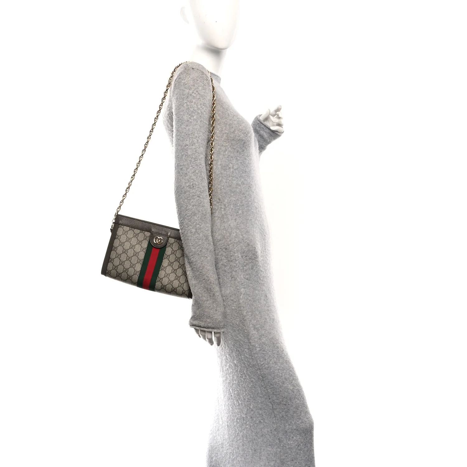 GG Supreme Monogram Web Small Ophidia Chain Shoulder Bag Brown - Image 2