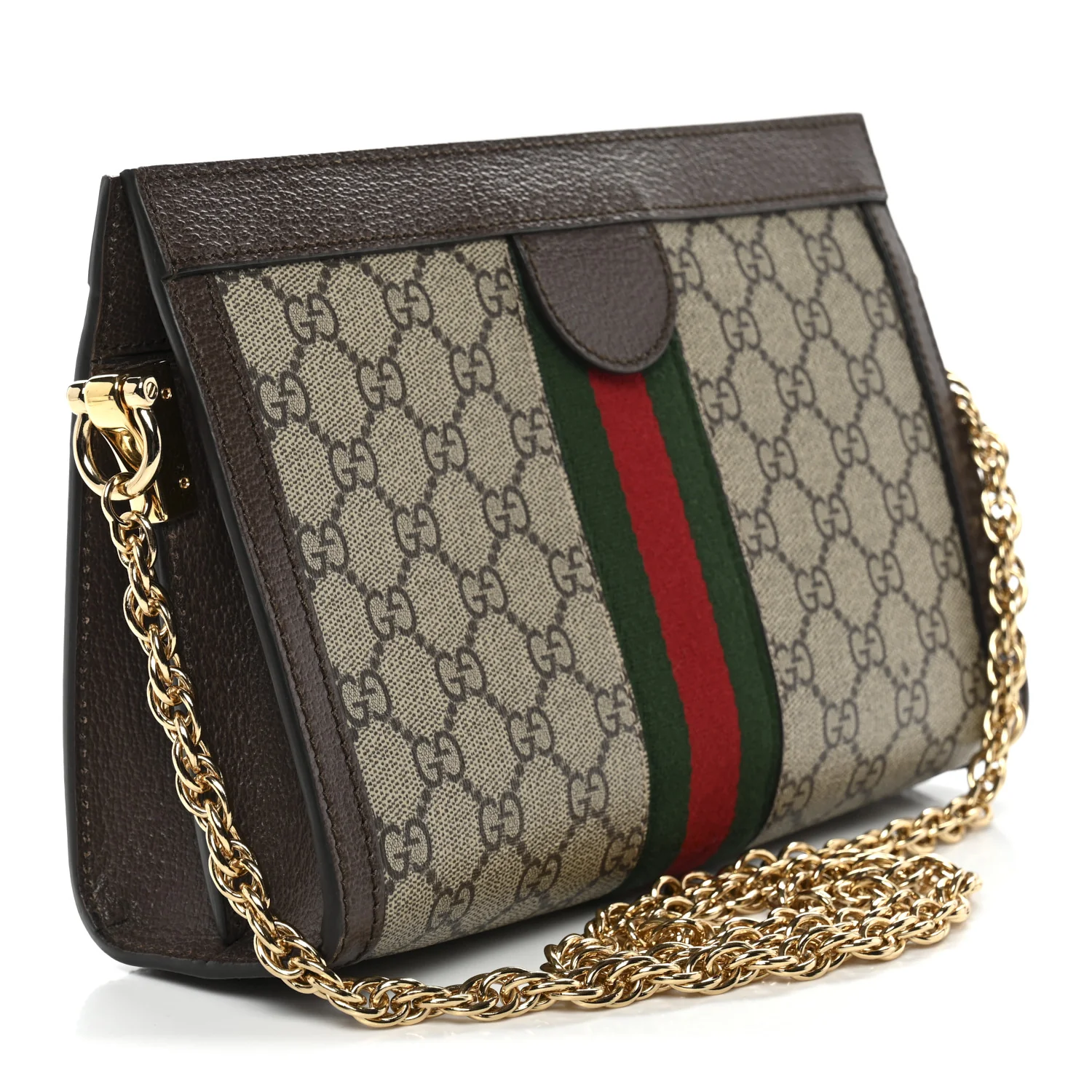 GG Supreme Monogram Web Small Ophidia Chain Shoulder Bag Brown - Image 3