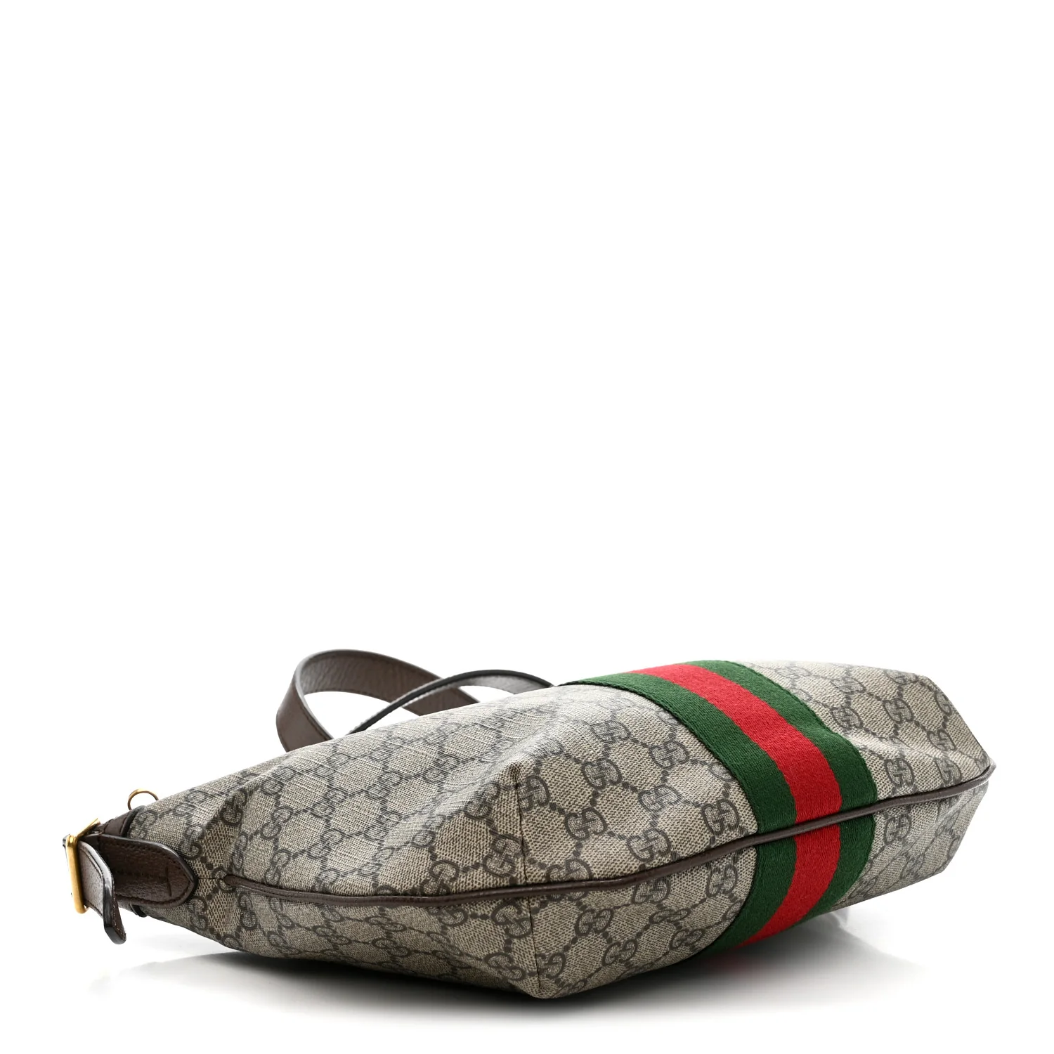 GG Supreme Monogram Web Small Ophidia Half Moon Hobo Brown - Image 4