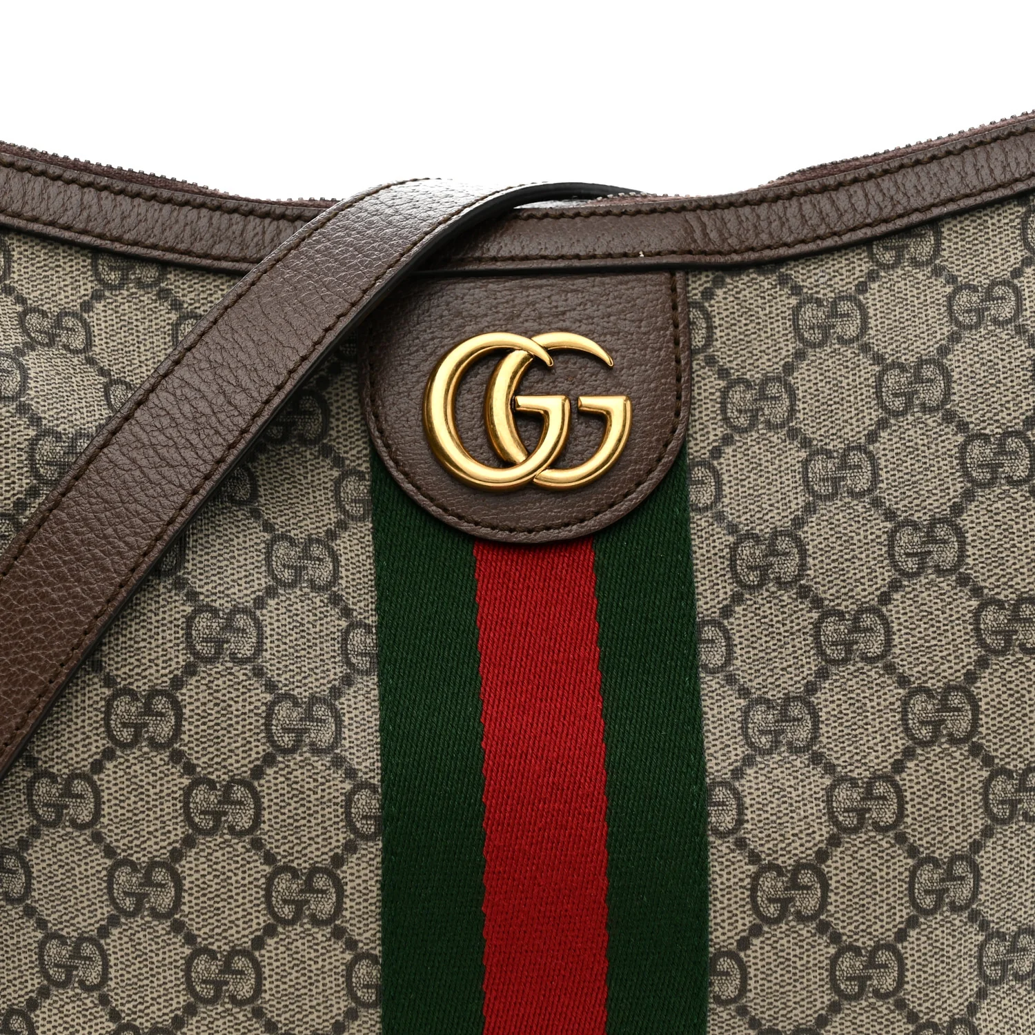 GG Supreme Monogram Web Small Ophidia Half Moon Hobo Brown - Image 8