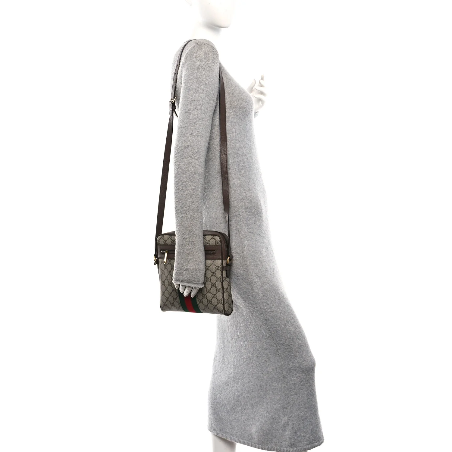 GG Supreme Monogram Web Small Ophidia Messenger Bag Brown - Image 2