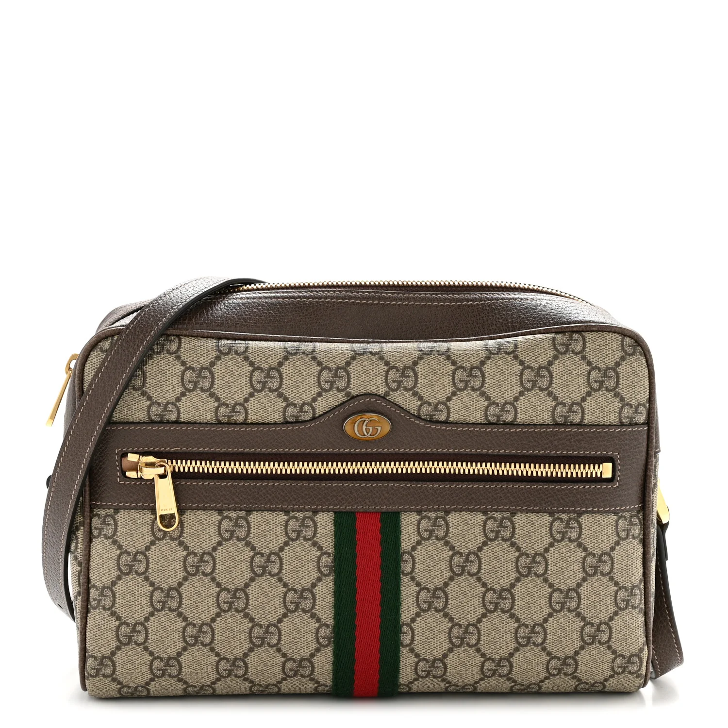 GG Supreme Monogram Web Small Ophidia Shoulder Bag Brown