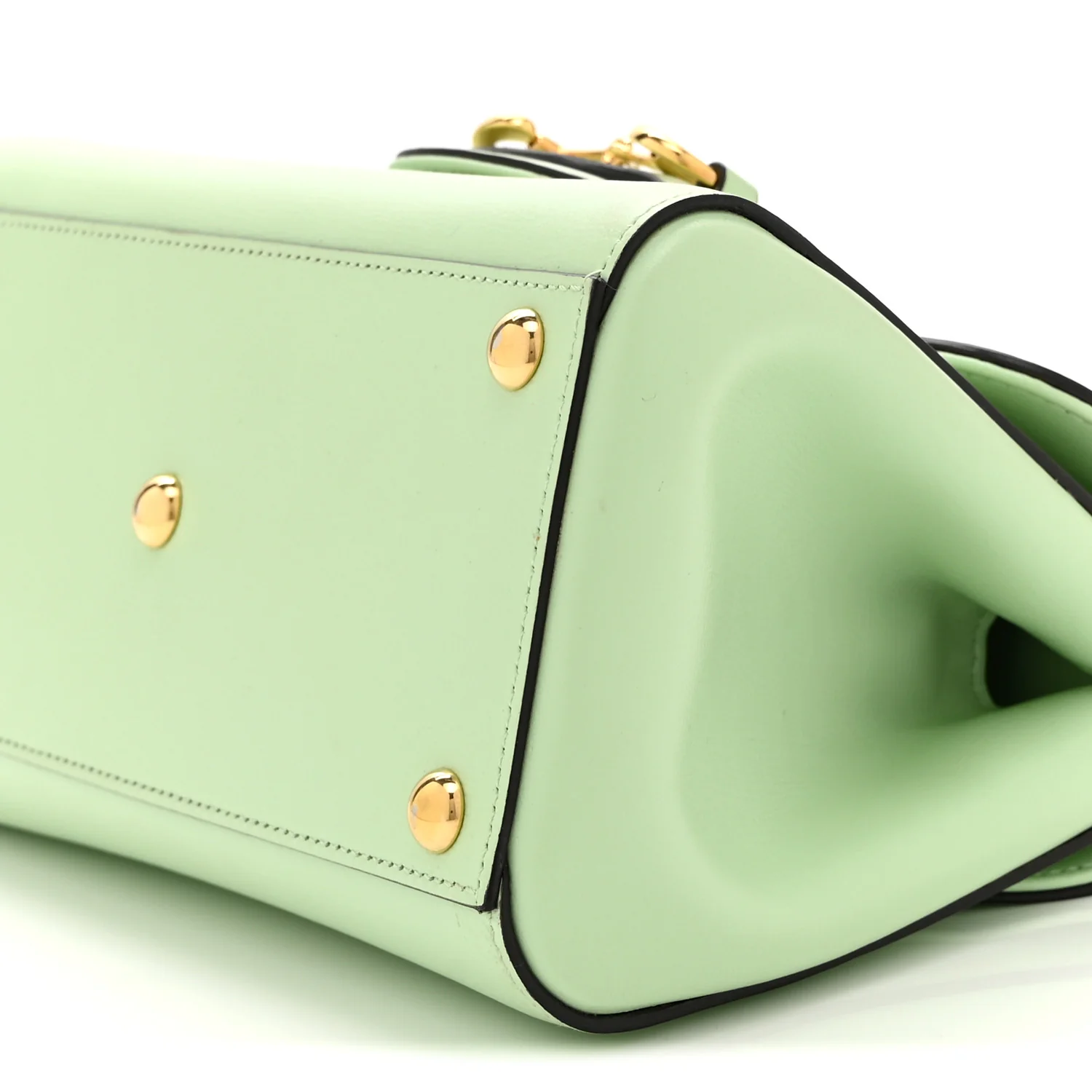 Glazed Textured Calfskin Mini Horsebit 1955 Top Handle Flap Bag Green - Image 10