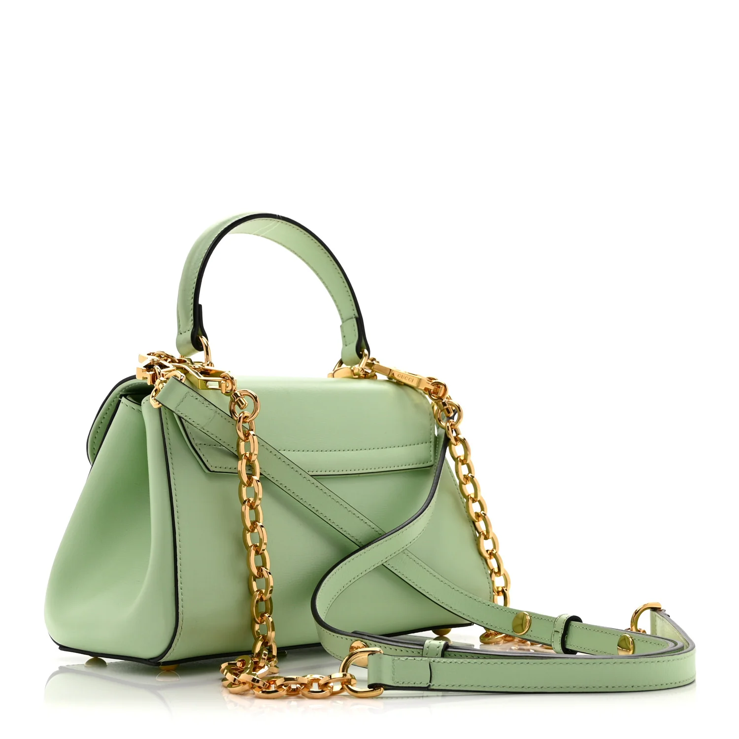 Glazed Textured Calfskin Mini Horsebit 1955 Top Handle Flap Bag Green - Image 3