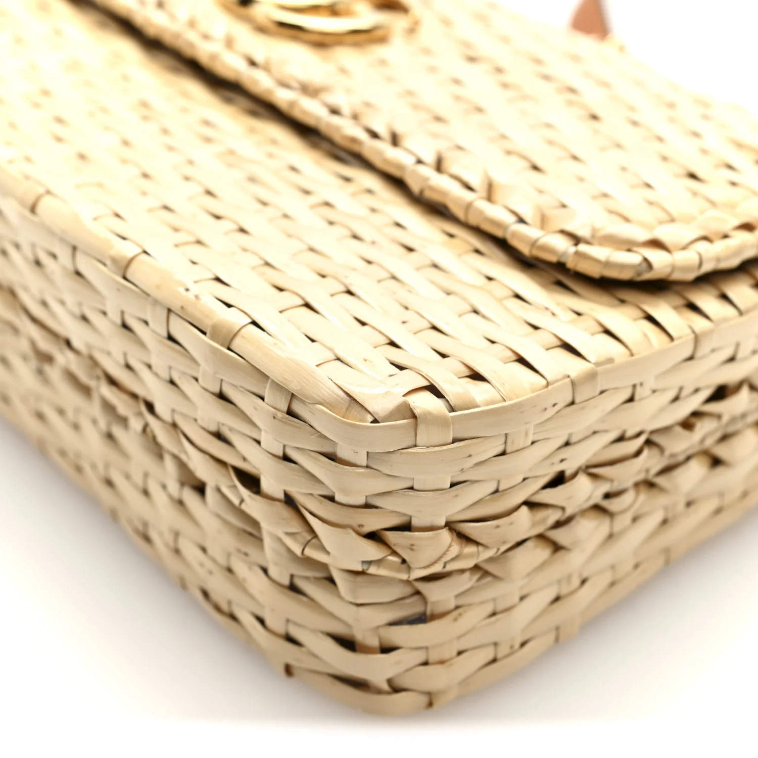 Glazed Wicker Small Cestino Shoulder Bag Natural - Image 10