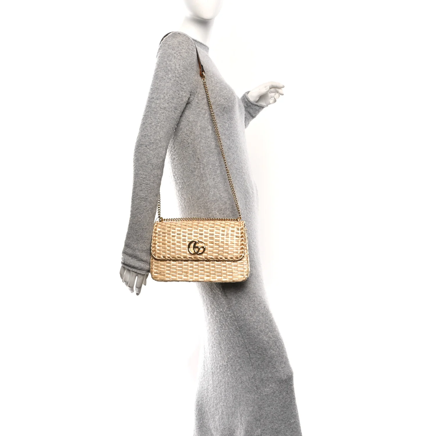 Glazed Wicker Small Cestino Shoulder Bag Natural - Image 2